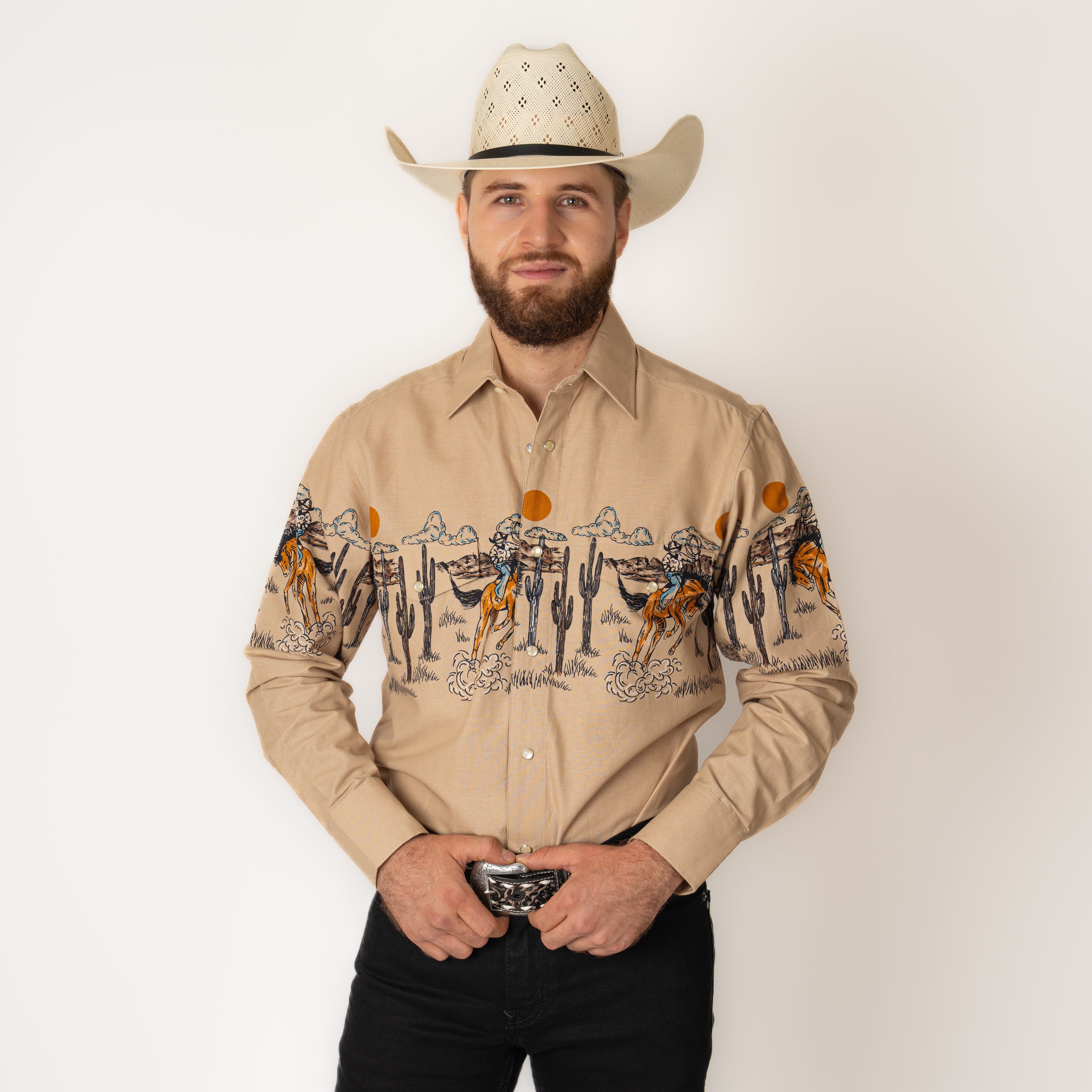 Camisa Panhandle Bronco Tan Caballero