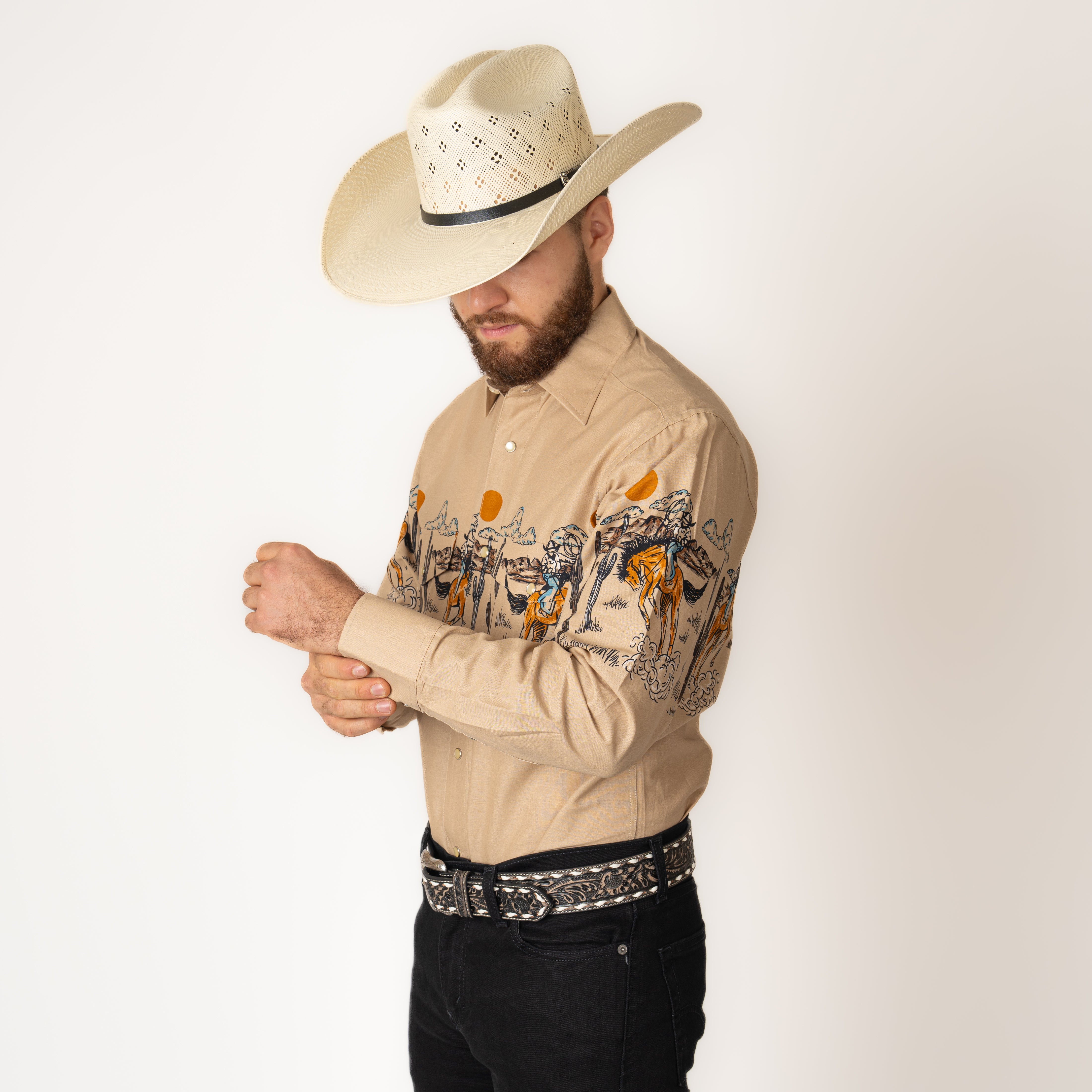 Camisa Panhandle Bronco Tan Caballero