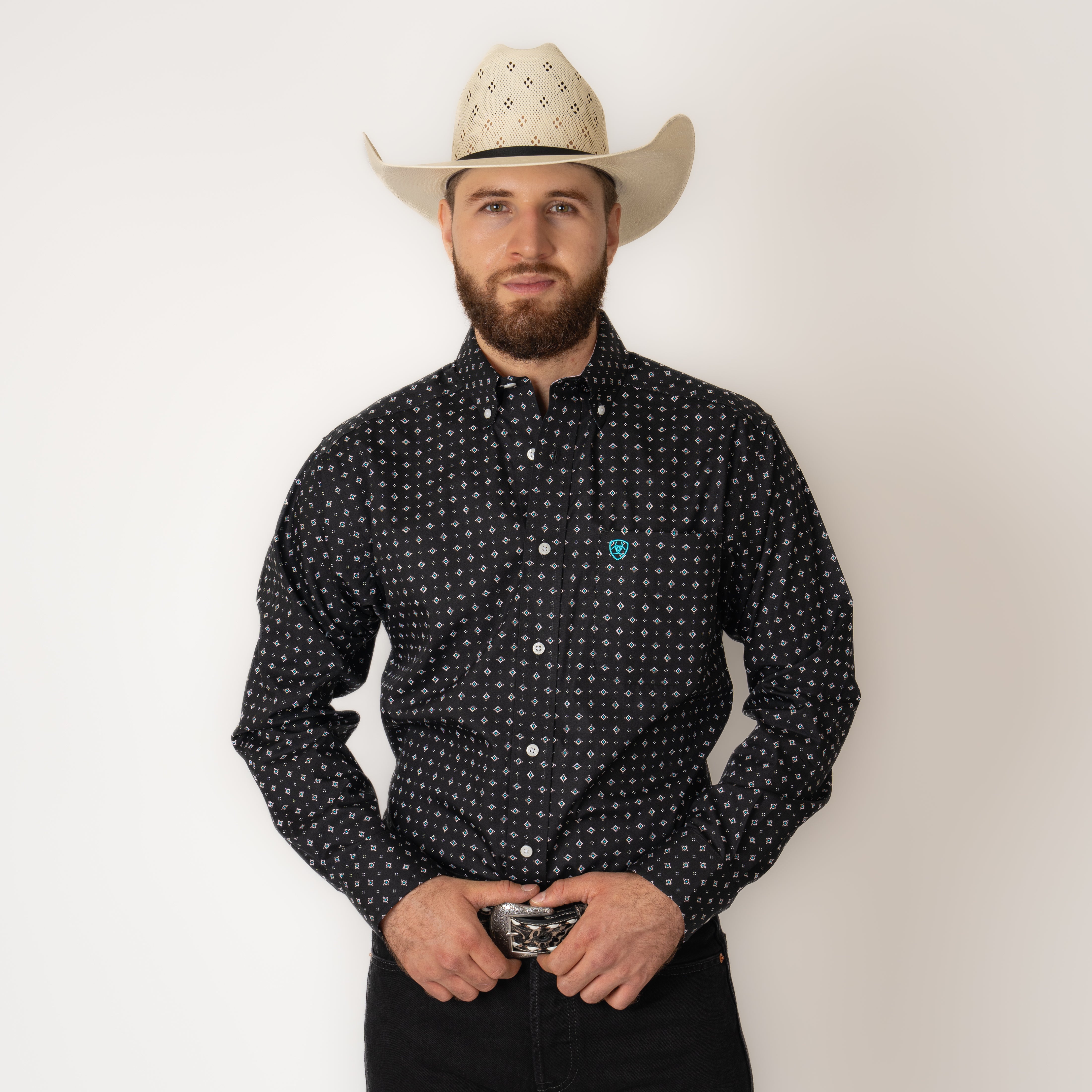 Camisa Ariat WF Seth LS Shrt Black Caballero