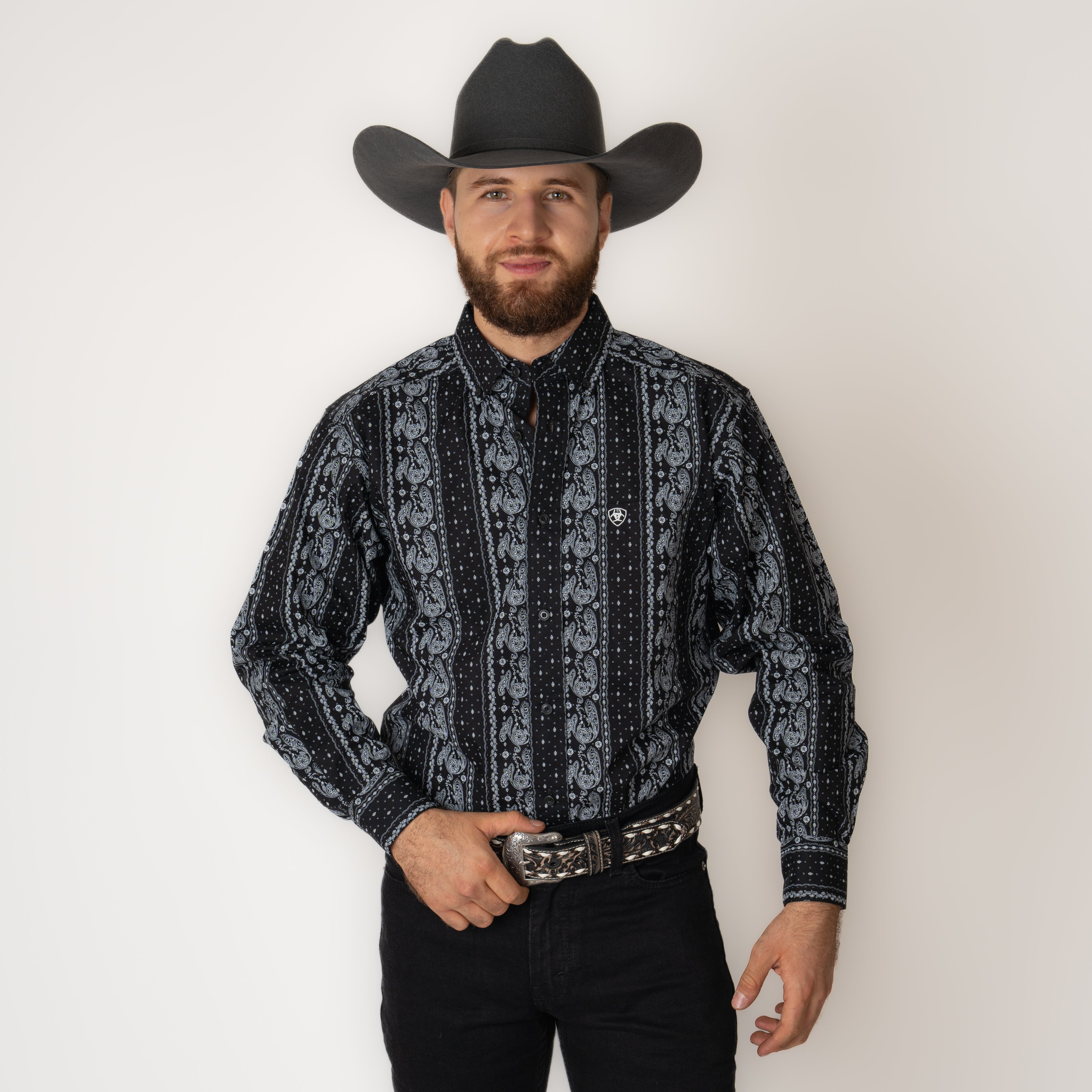 Camisa Ariat Jared Black Caballero