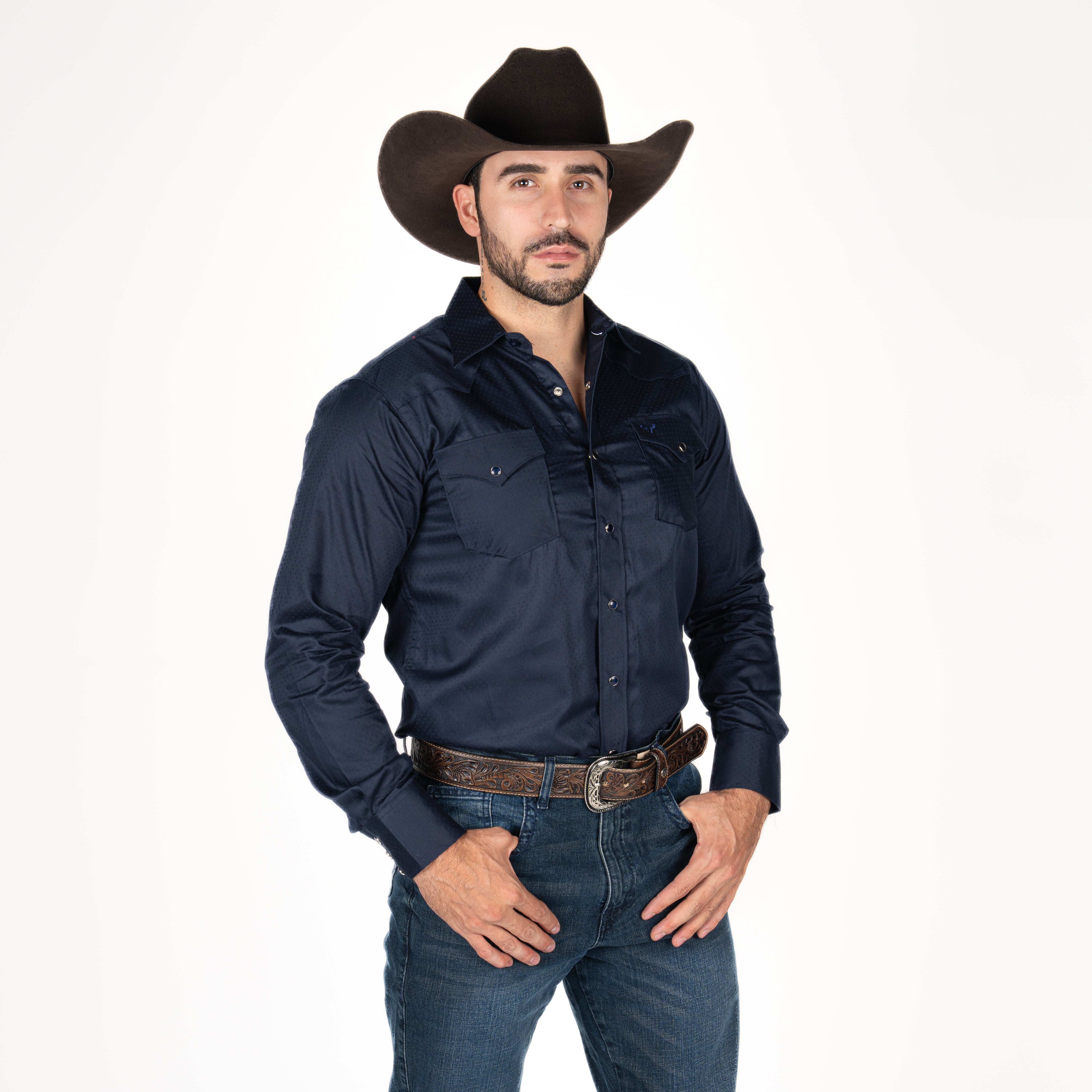 Camisa Rodeo Azul Marino Caballero