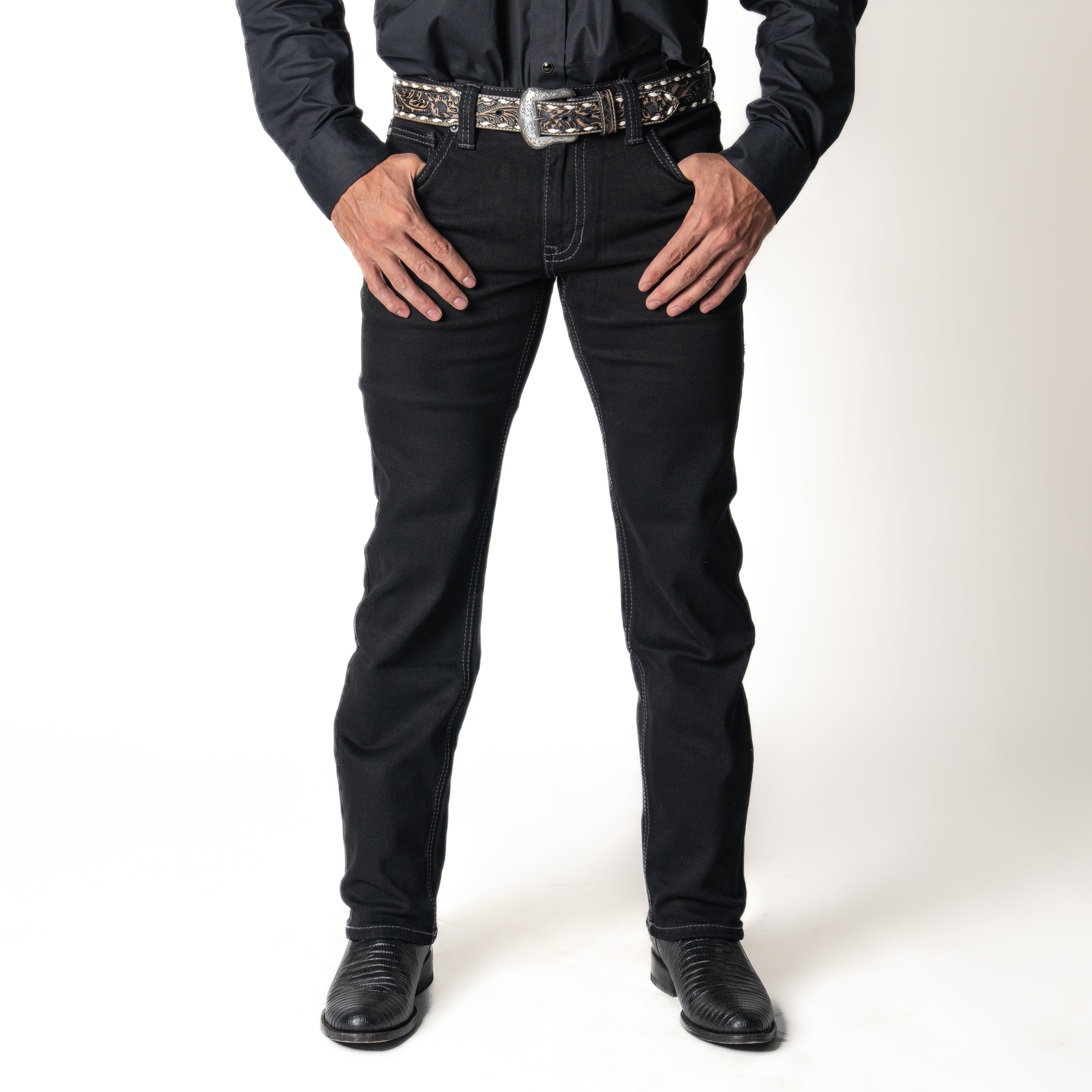 Jeans Rock & Roll Denim Revolver Straigth Black Caballero