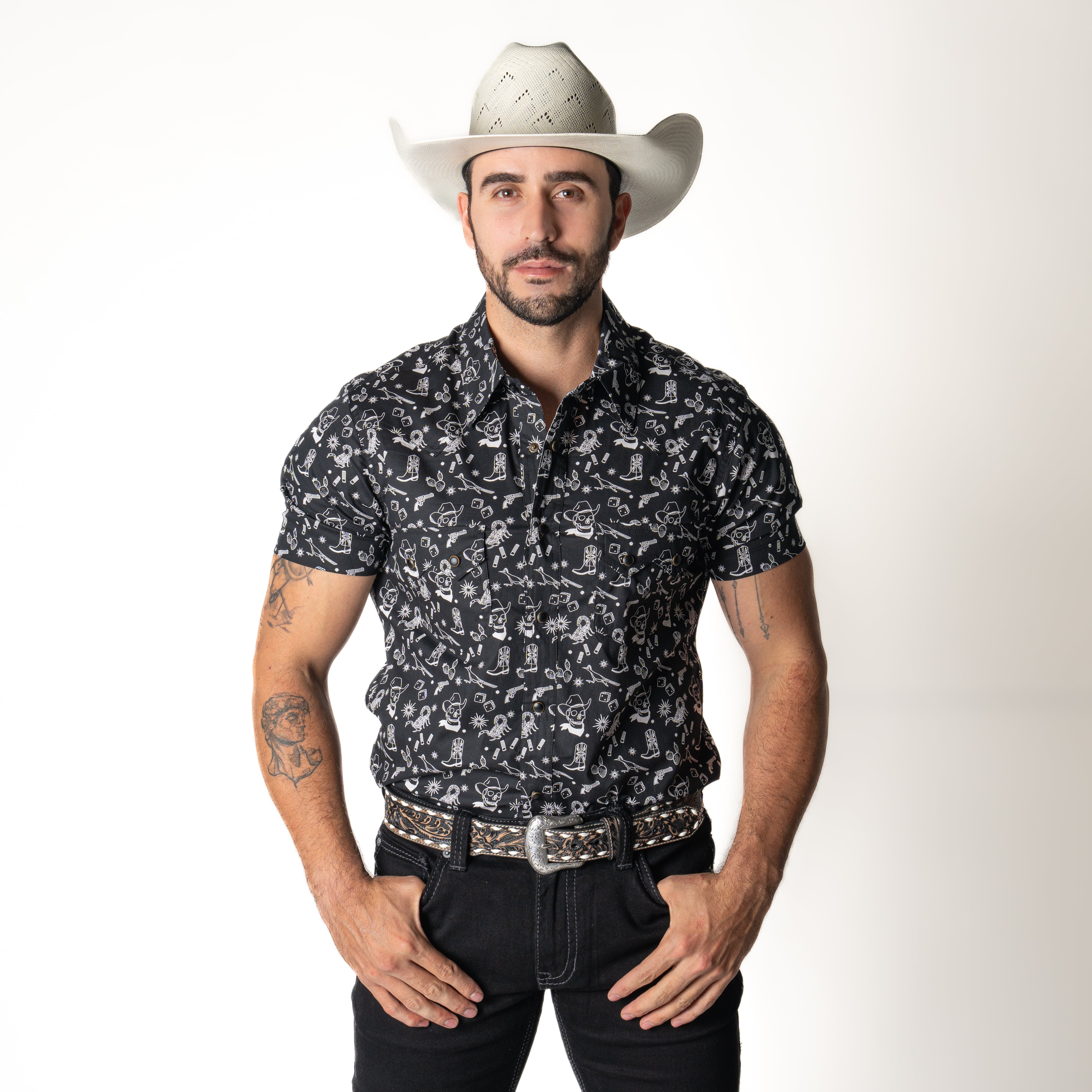 Camisa Rock & Roll Denim Tattoo Black Caballero