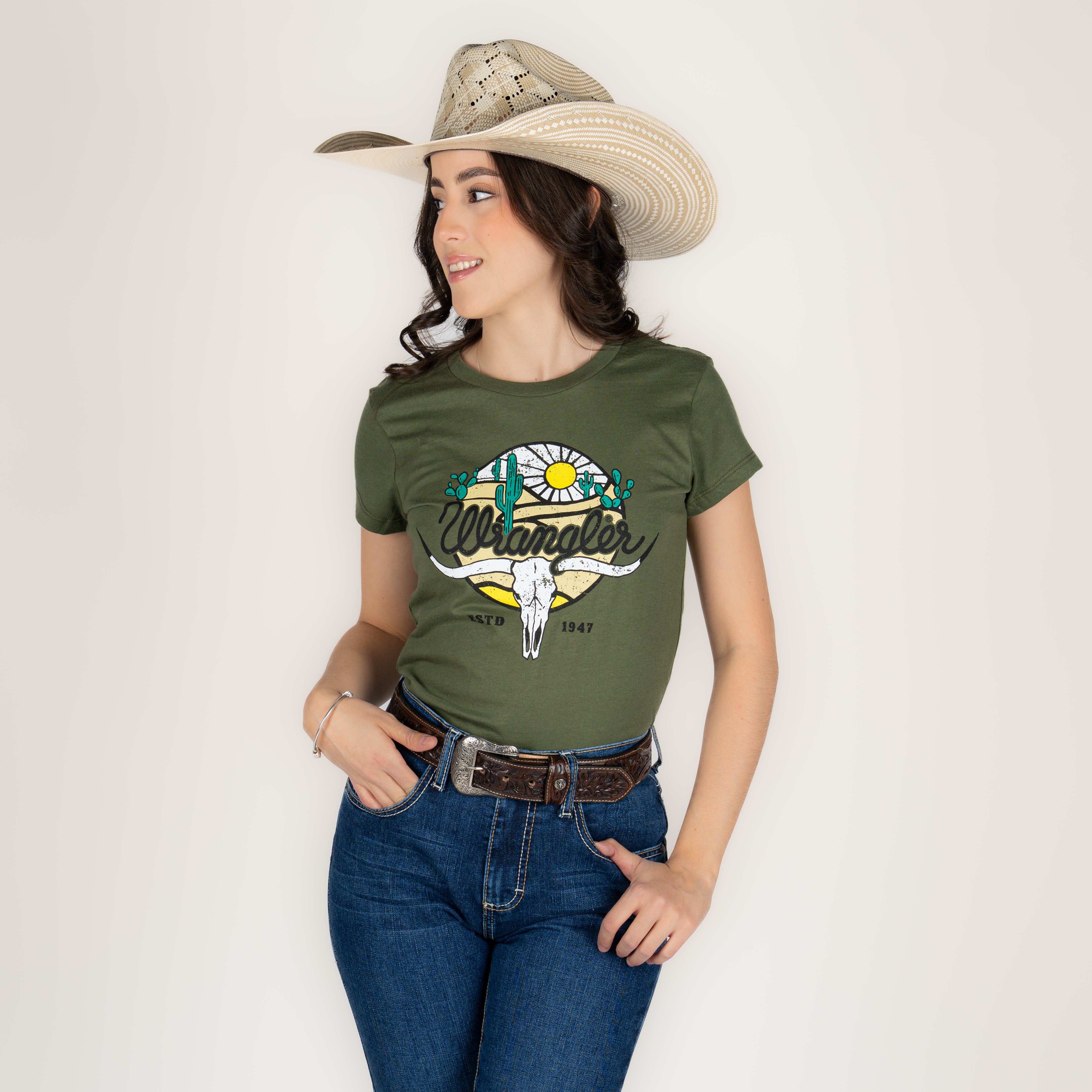 Blusa Wrangler Cráneo Verde Dama