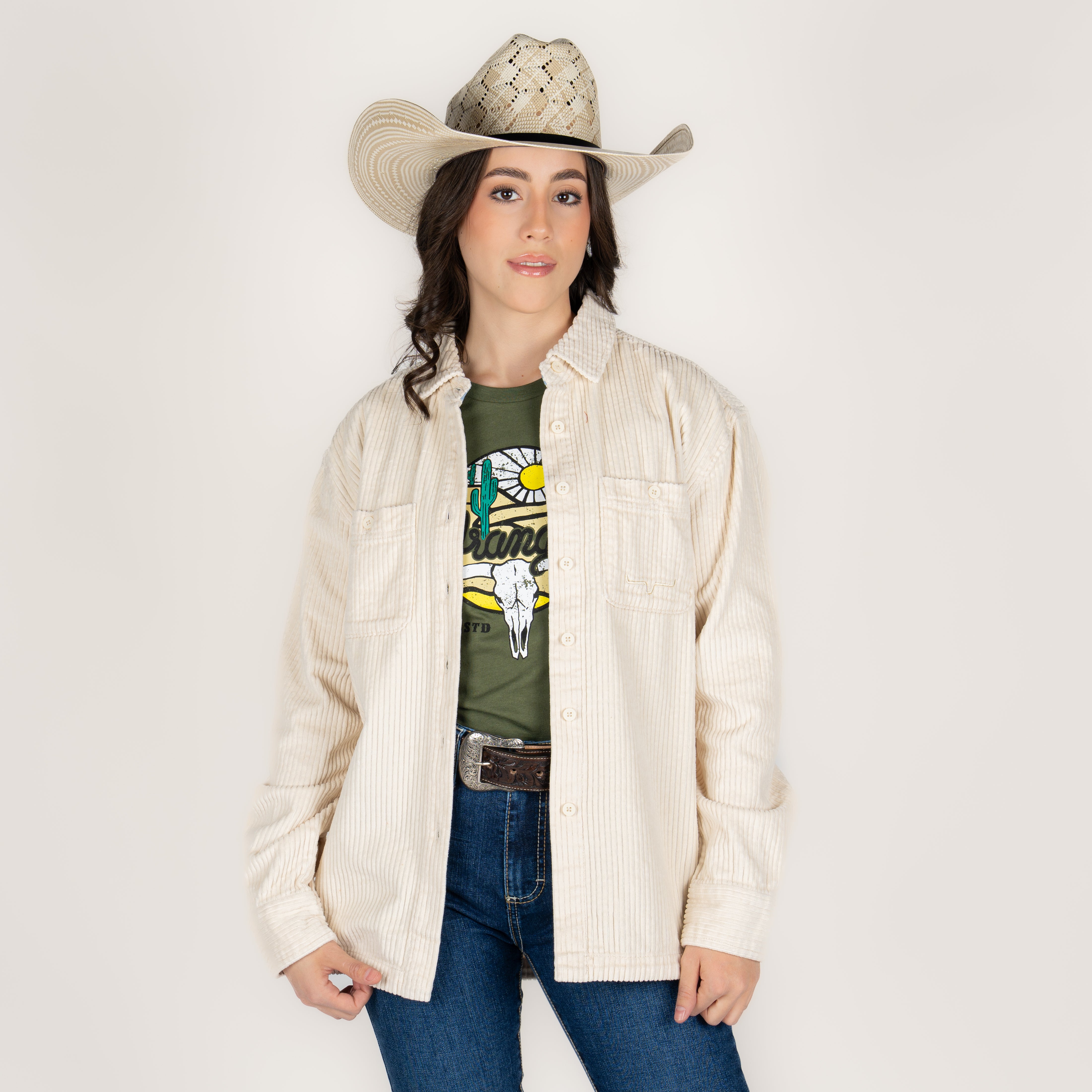 Sobrecamisa Kimes Ranch Luna Cord Tan Dama