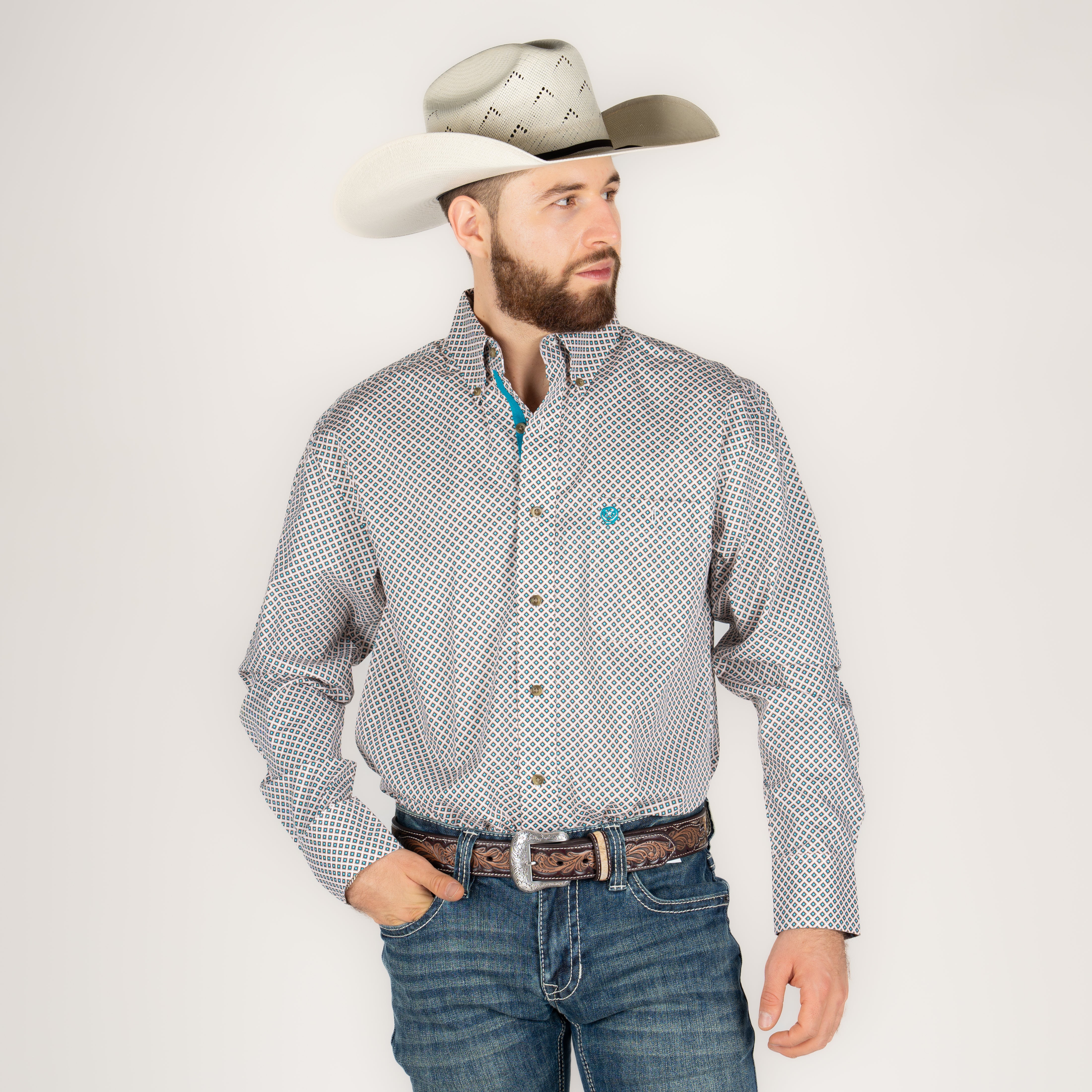 Camisa Wrangler Estampado Azul Caballero