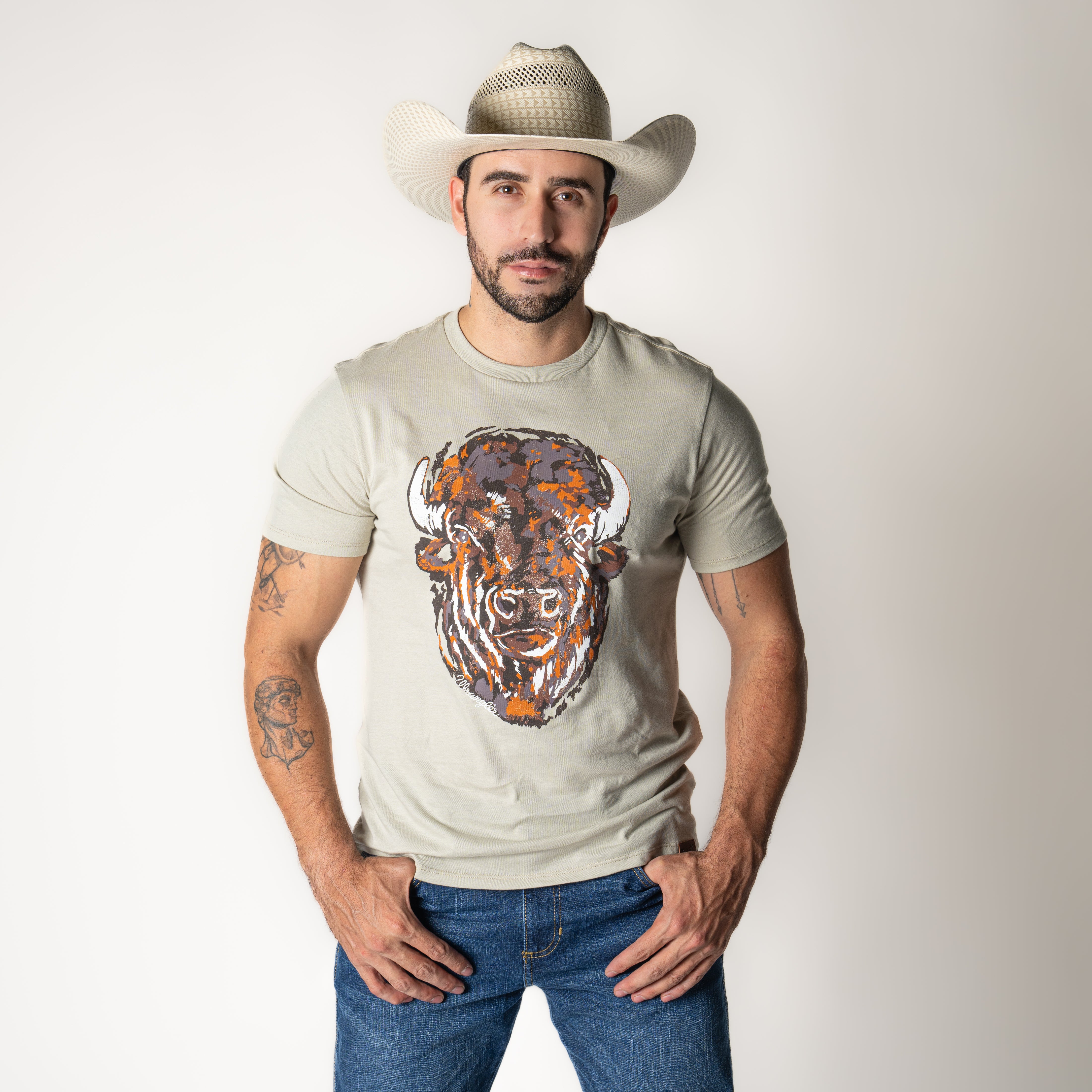 Playera Wrangler Bisonte Beige Caballero