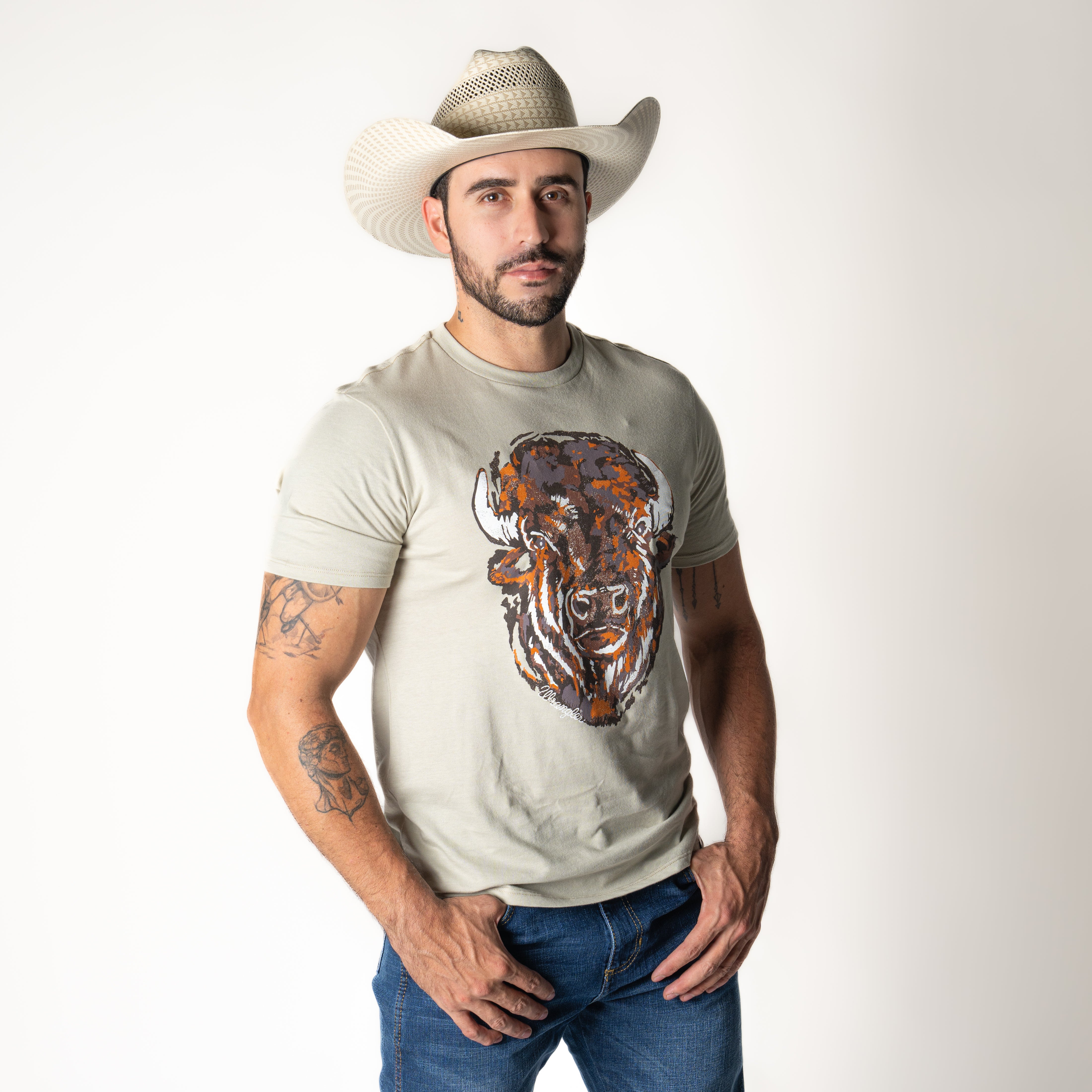 Playera Wrangler Bisonte Beige Caballero