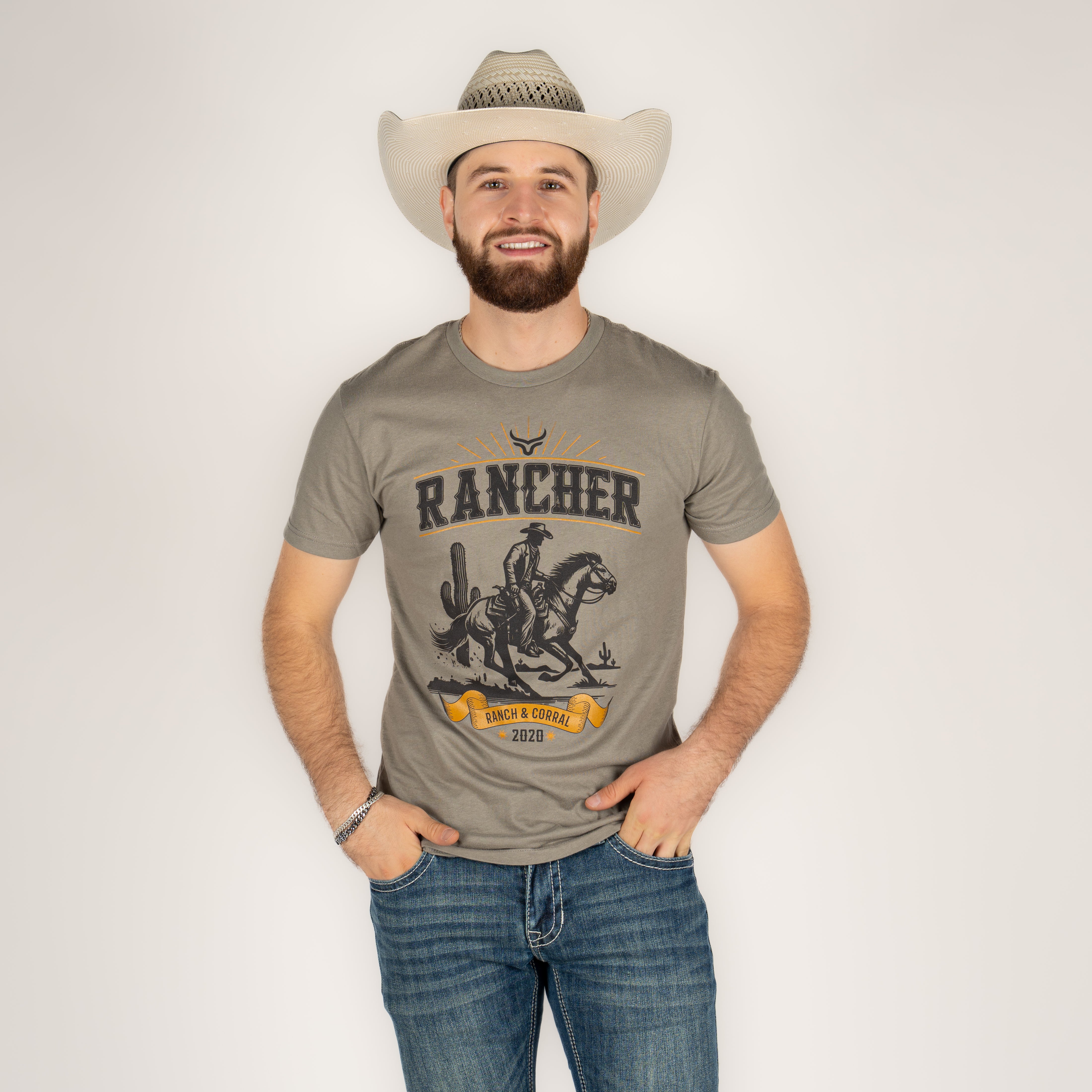 Playera Ranch & Corral Olivo Caballero