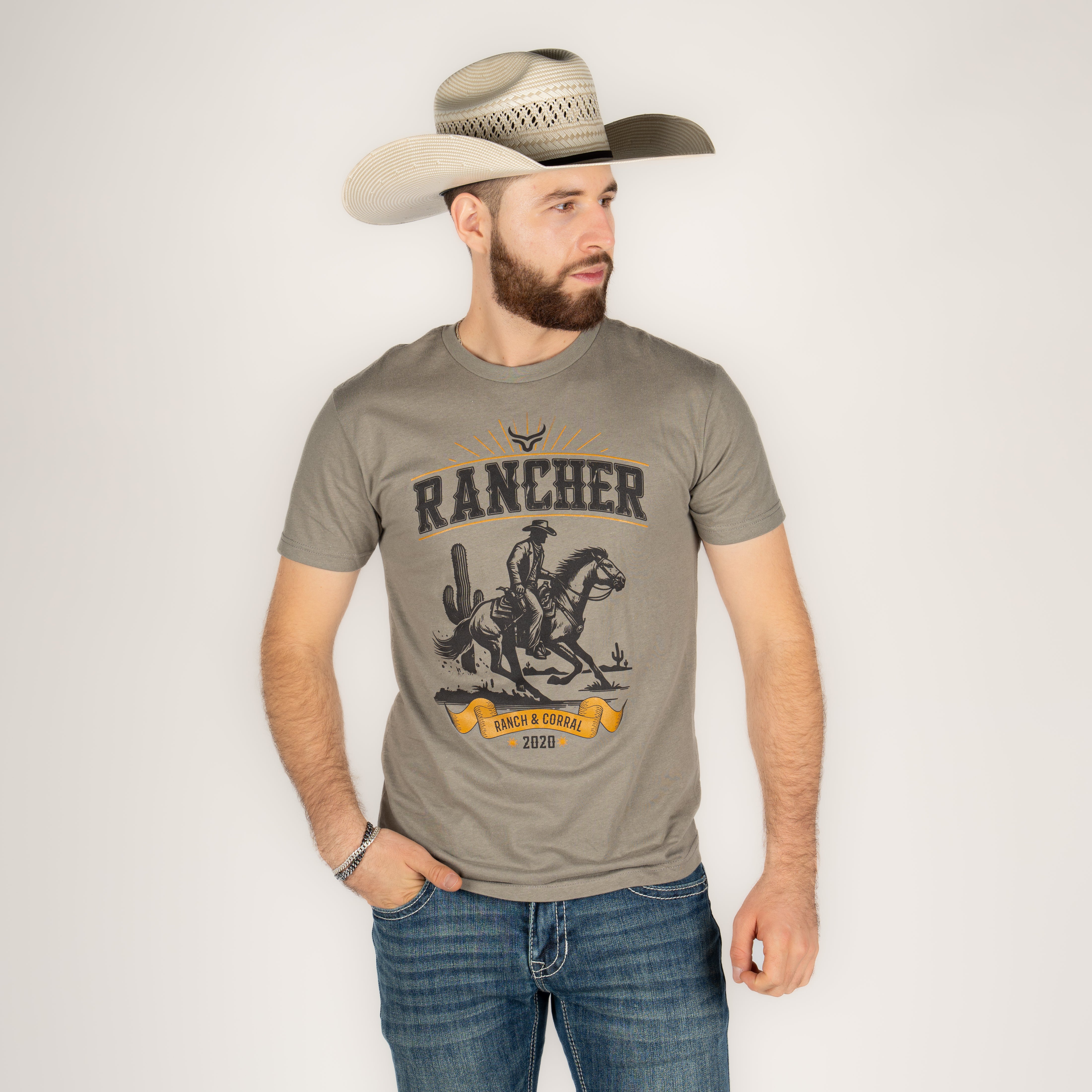 Playera Ranch & Corral Olivo Caballero