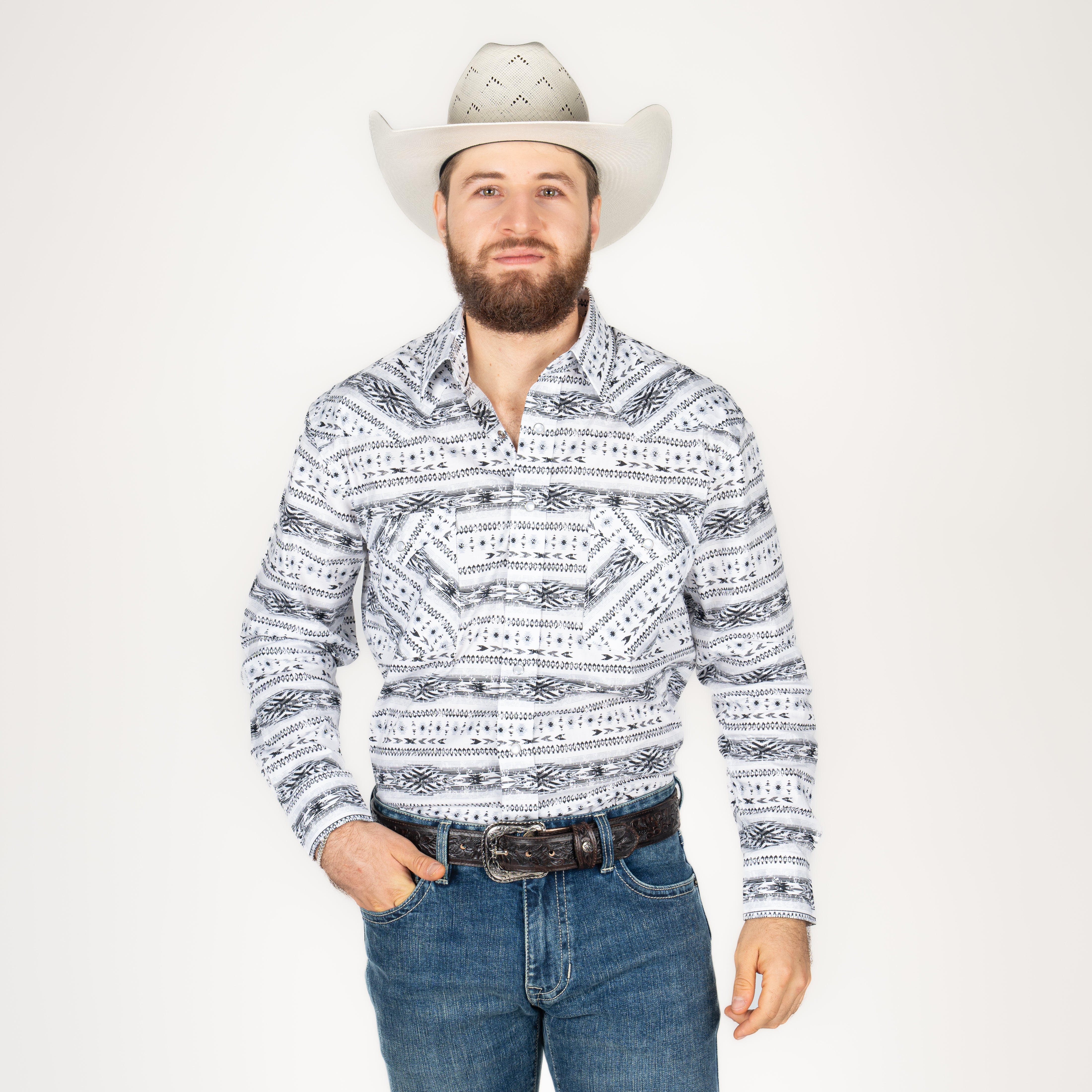 Camisa Panhandle LS Snap Black Caballero