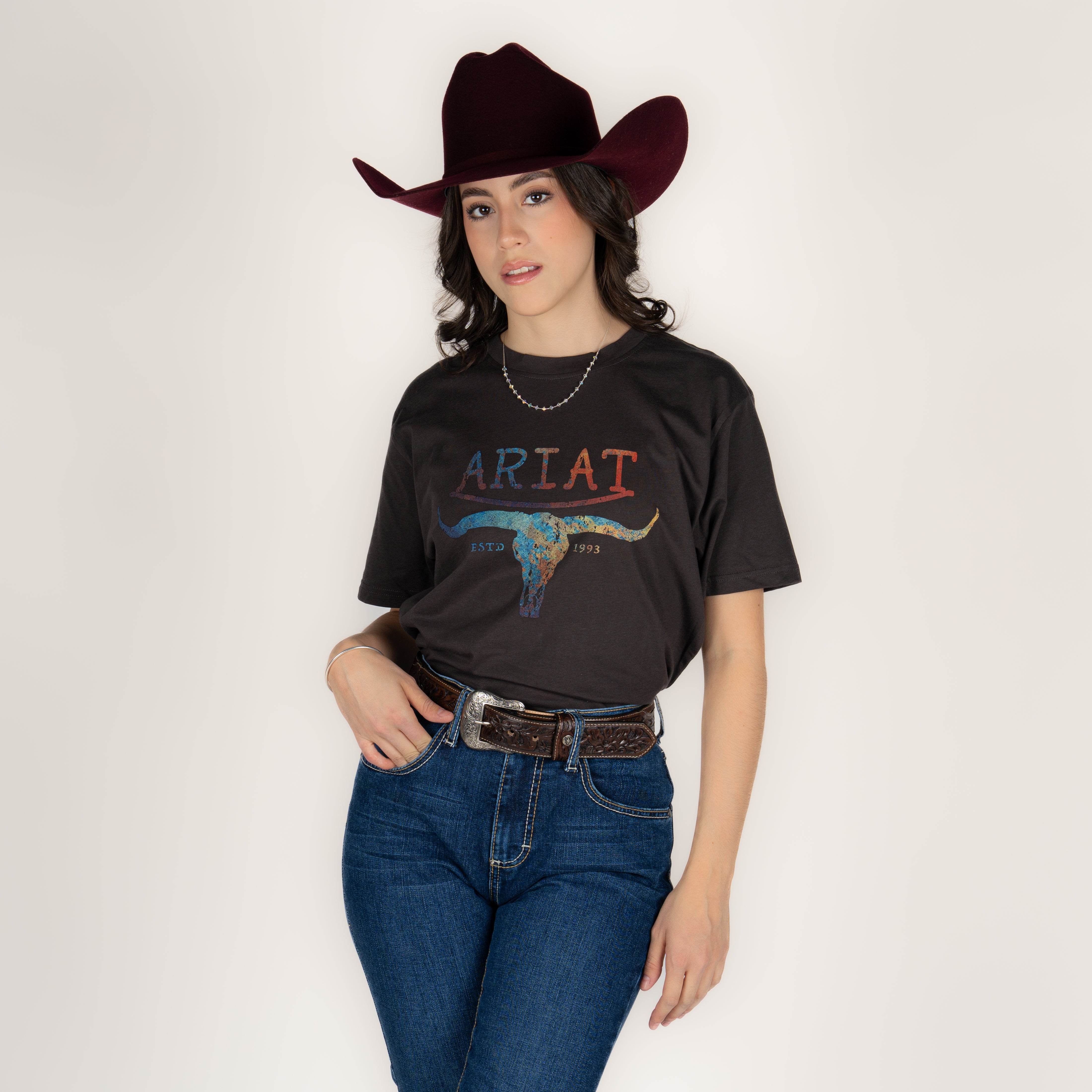 Blusa Ariat Patina Steer Black Dama