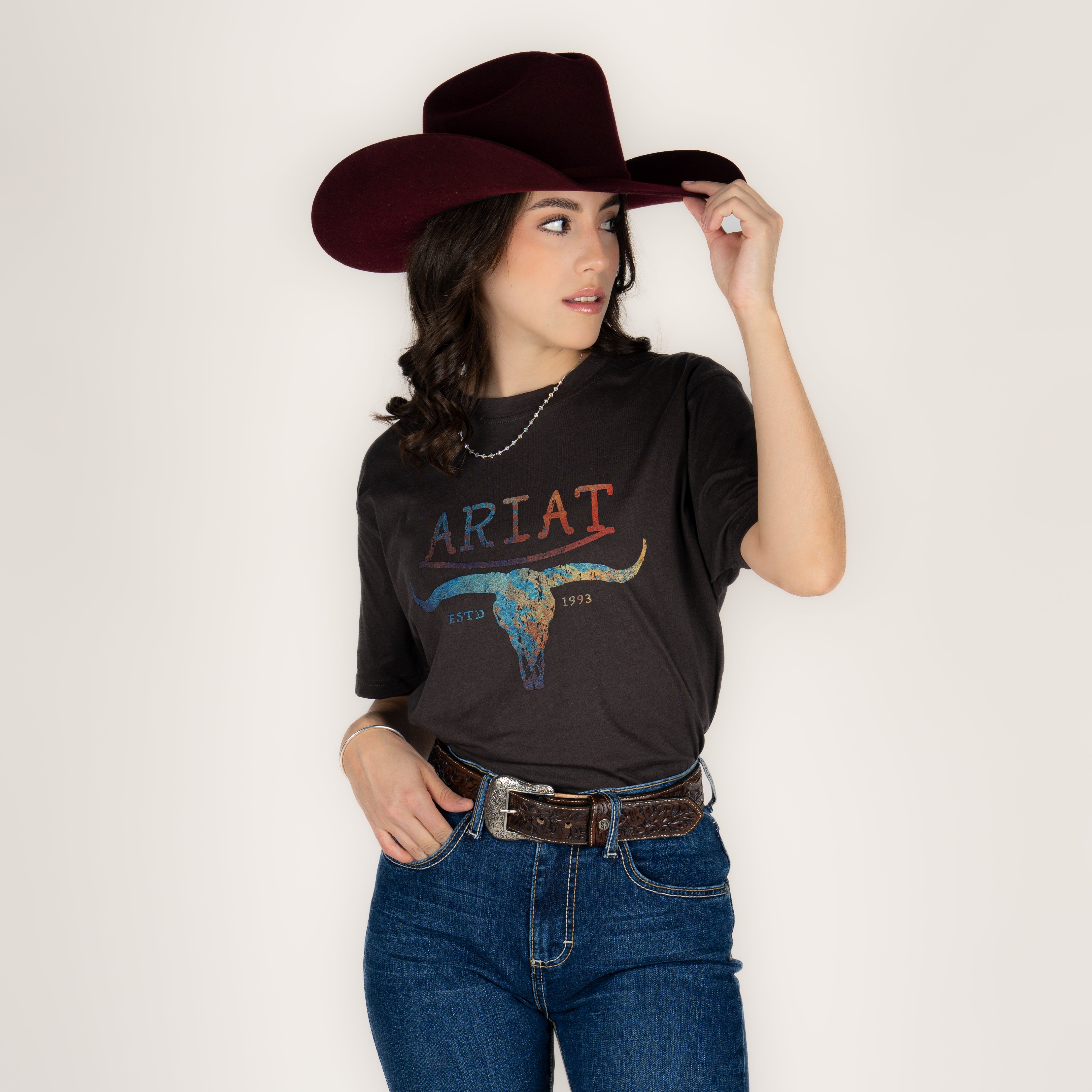 Blusa Ariat Patina Steer Black Dama