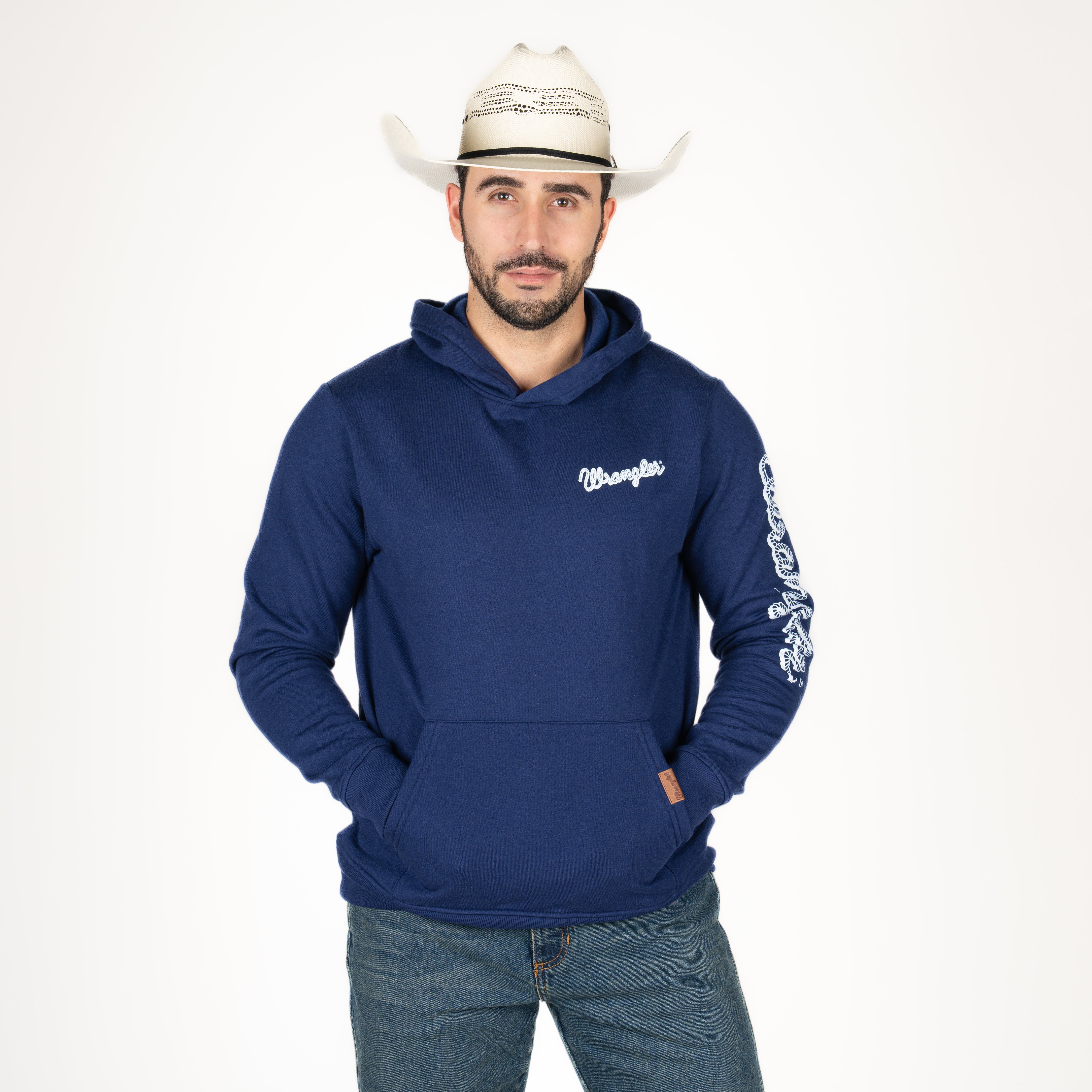 Sudadera Wrangler Azul Logo Caballero