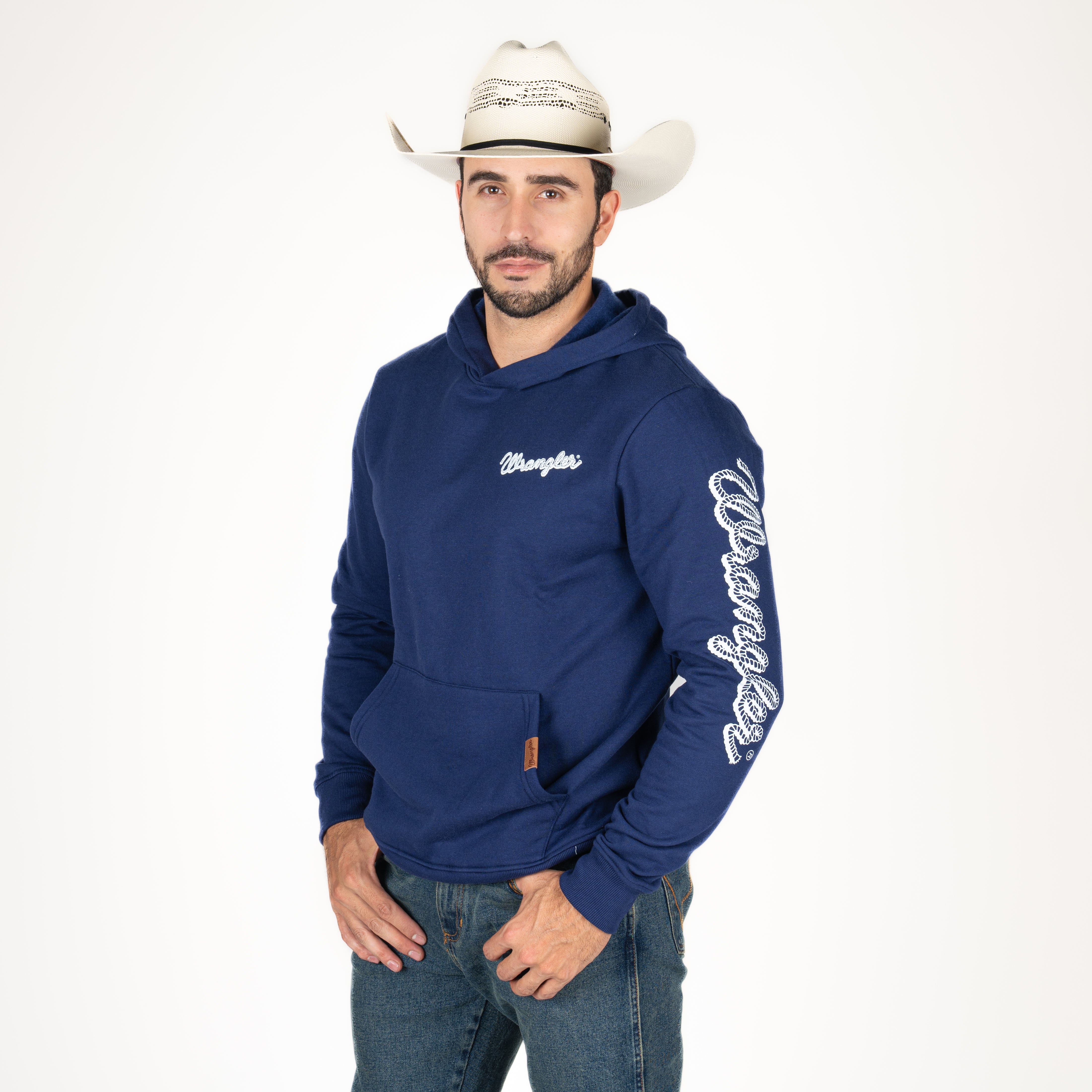 Sudadera Wrangler Azul Logo Caballero