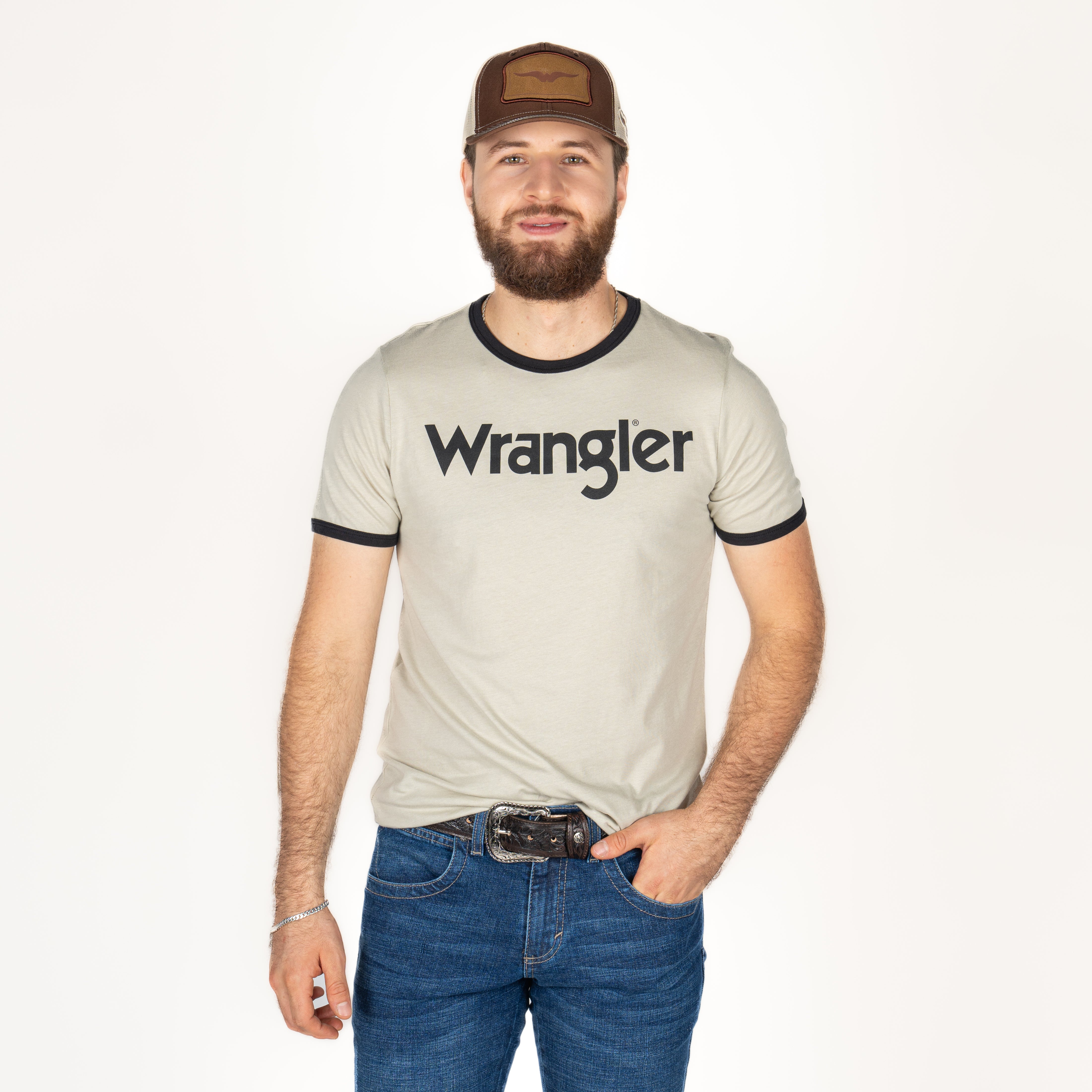 Playera Wrangler Beige Caballero