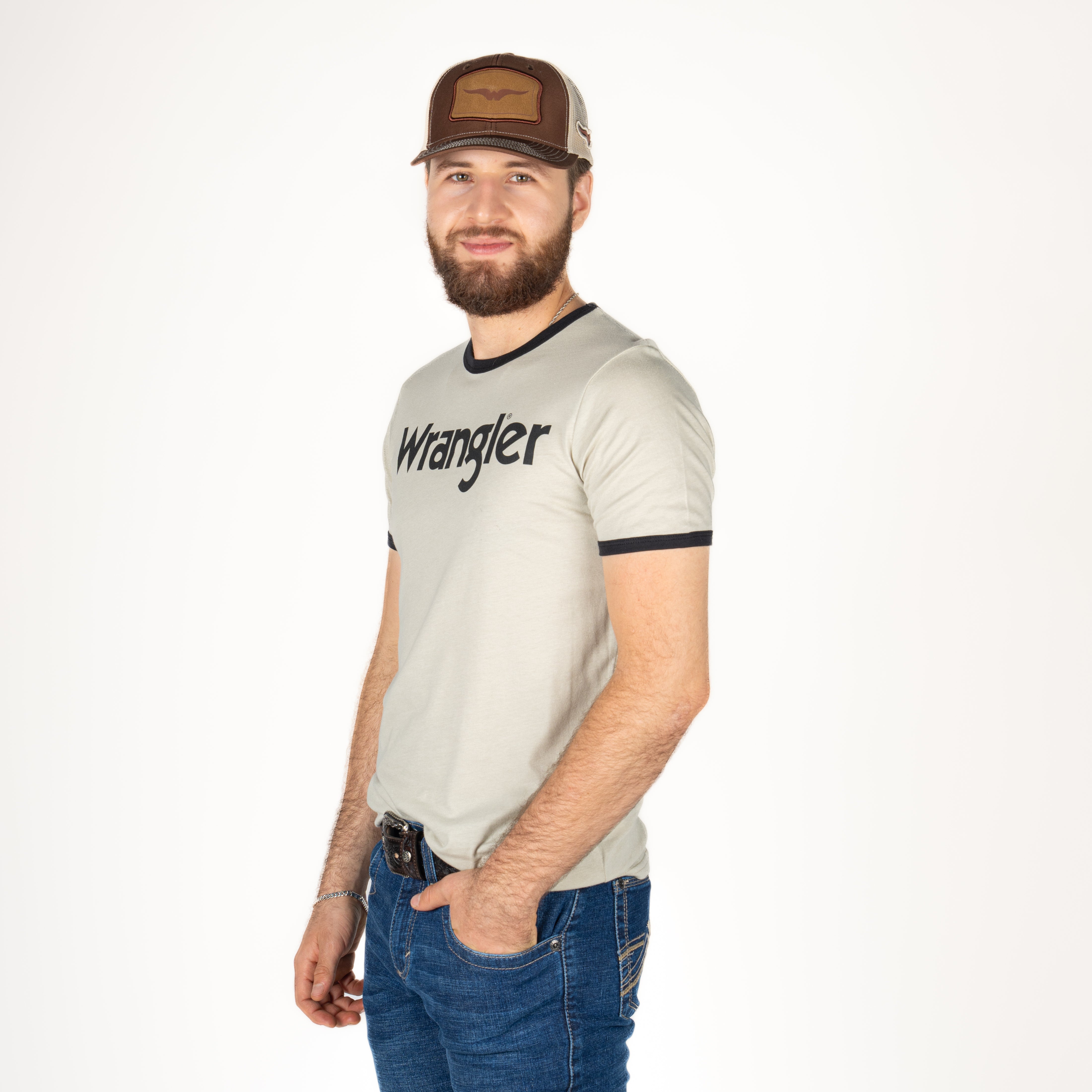 Playera Wrangler Beige Caballero