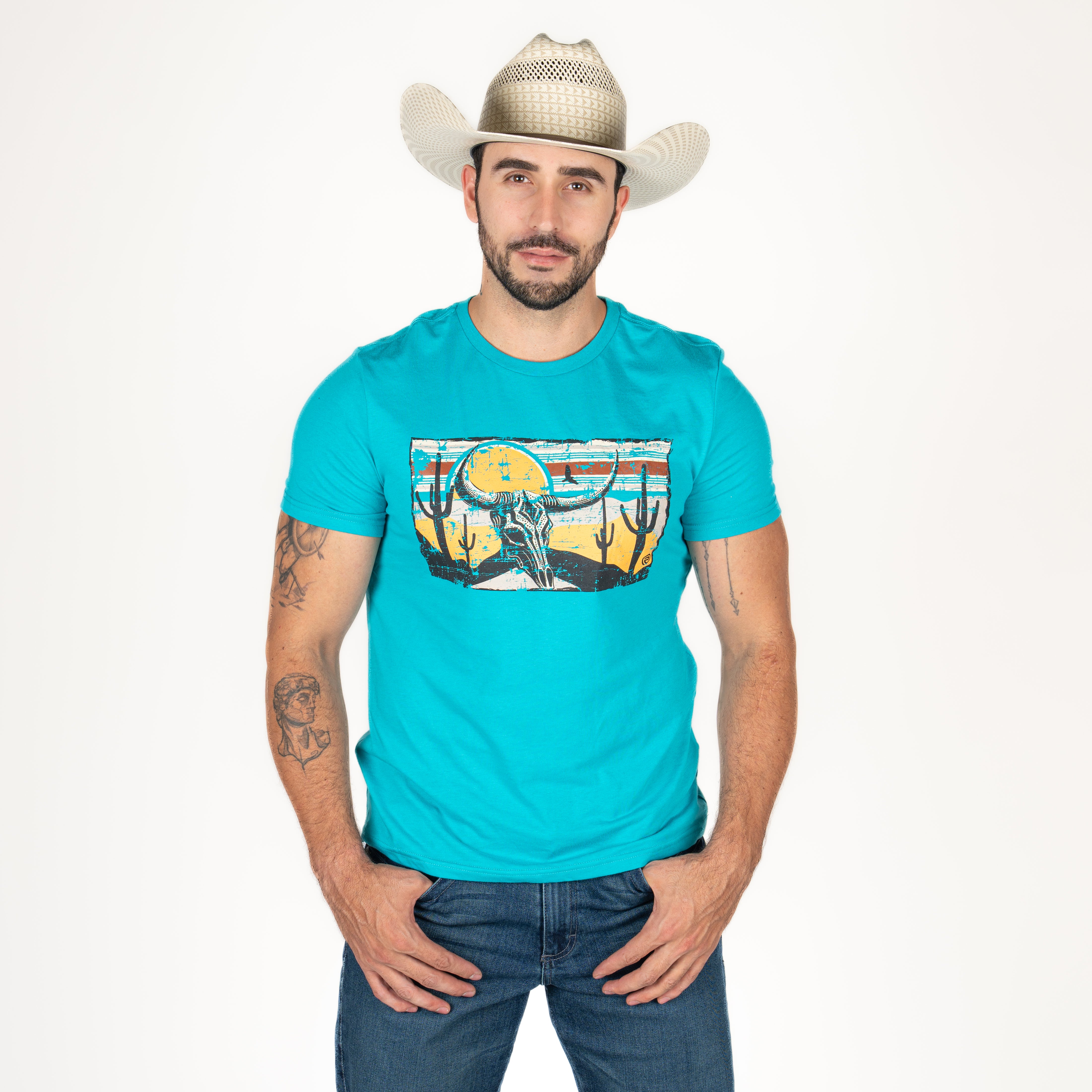 Playera Rock & Roll Denim Turquoise Caballero