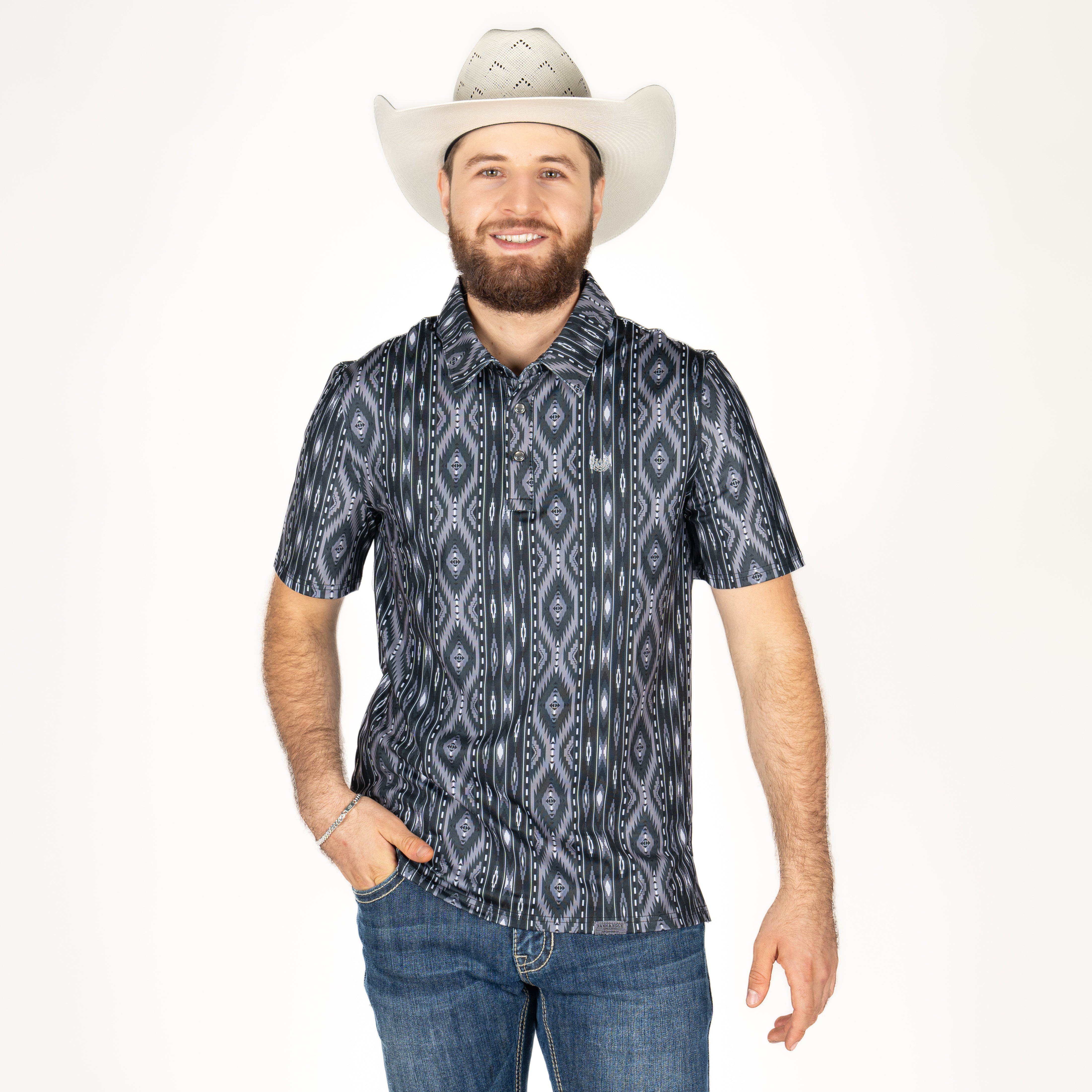 Playera Polo Panhandle Aztec Grey Caballero