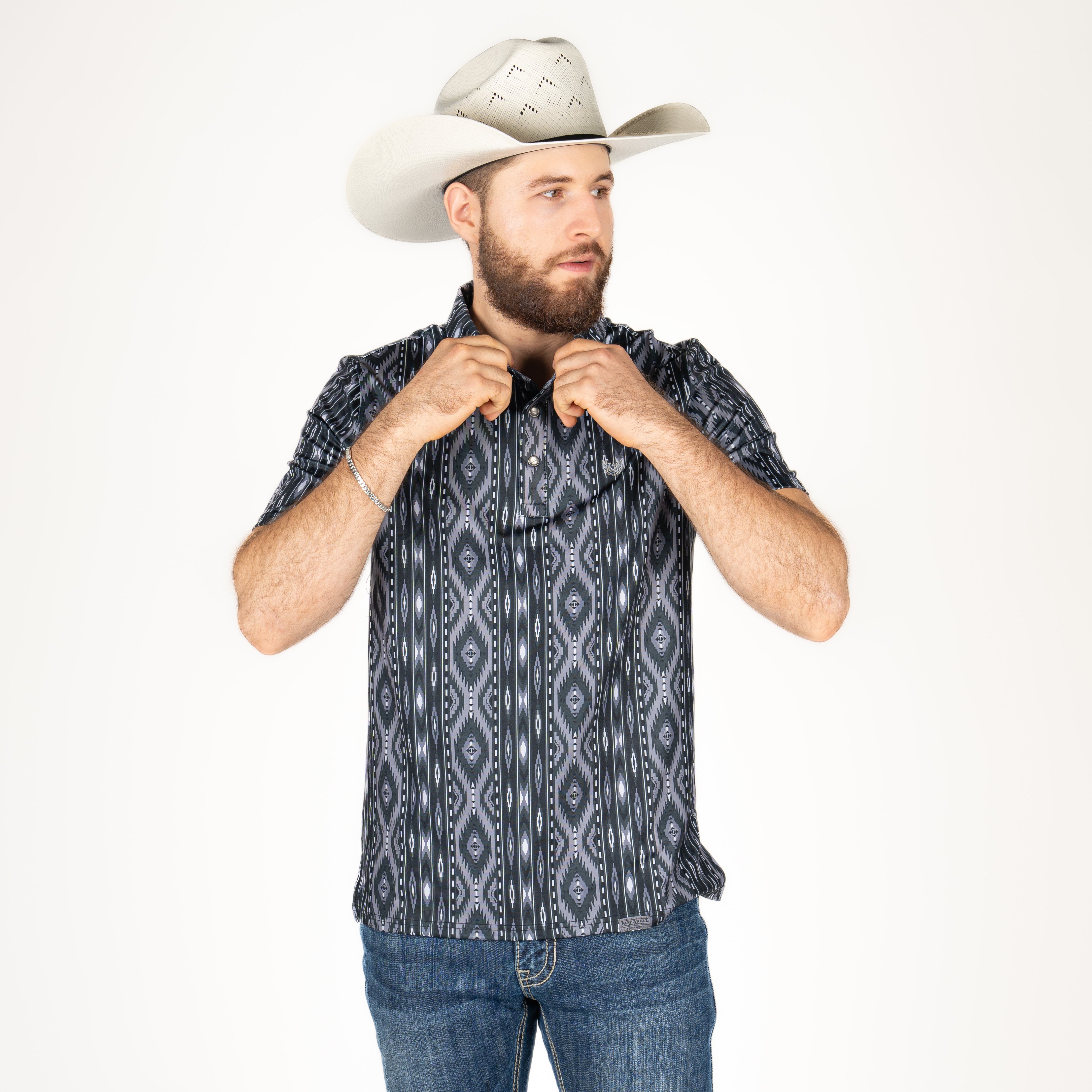 Playera Polo Panhandle Aztec Grey Caballero