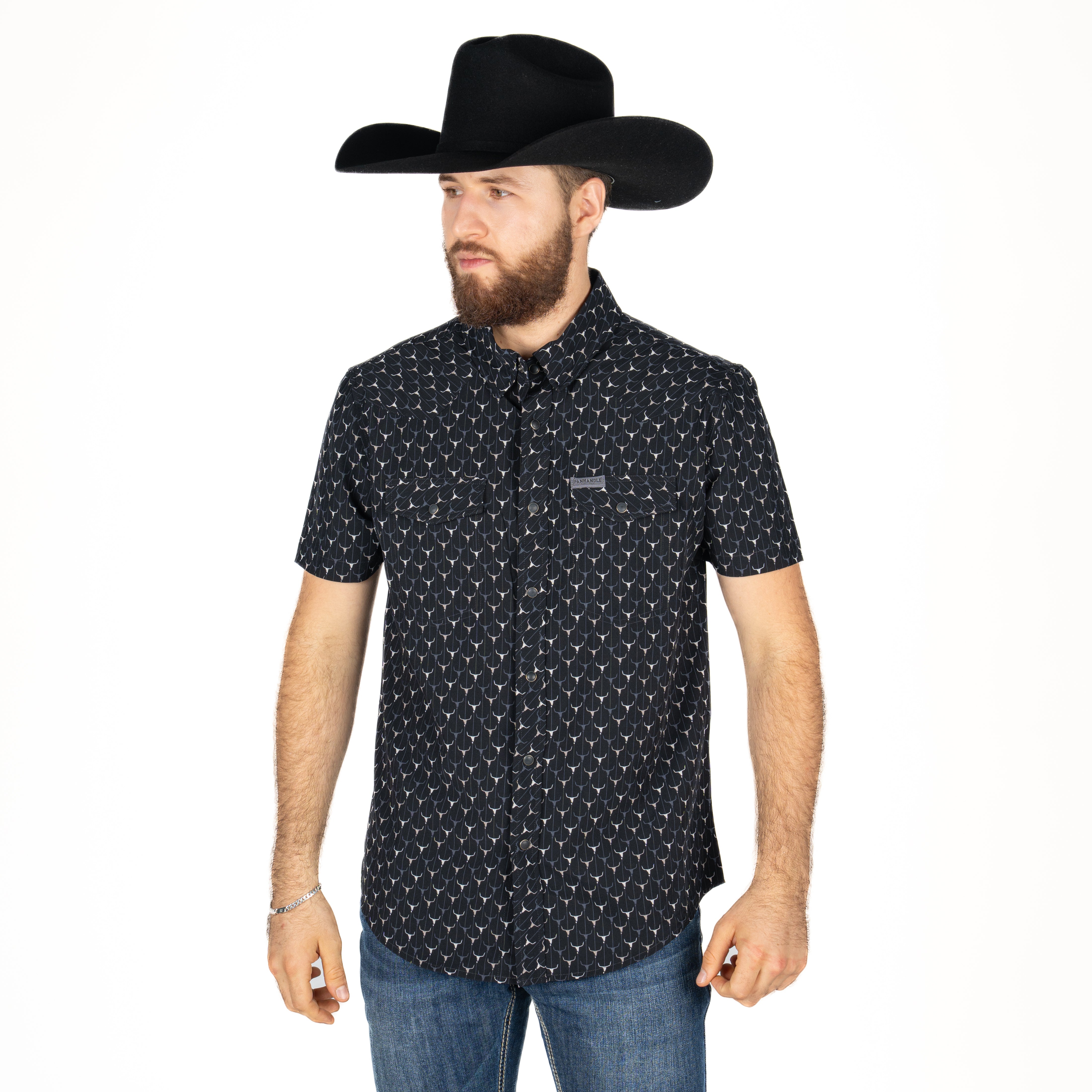 Camisa Panhandle Aztec Snap Knit Black Caballero