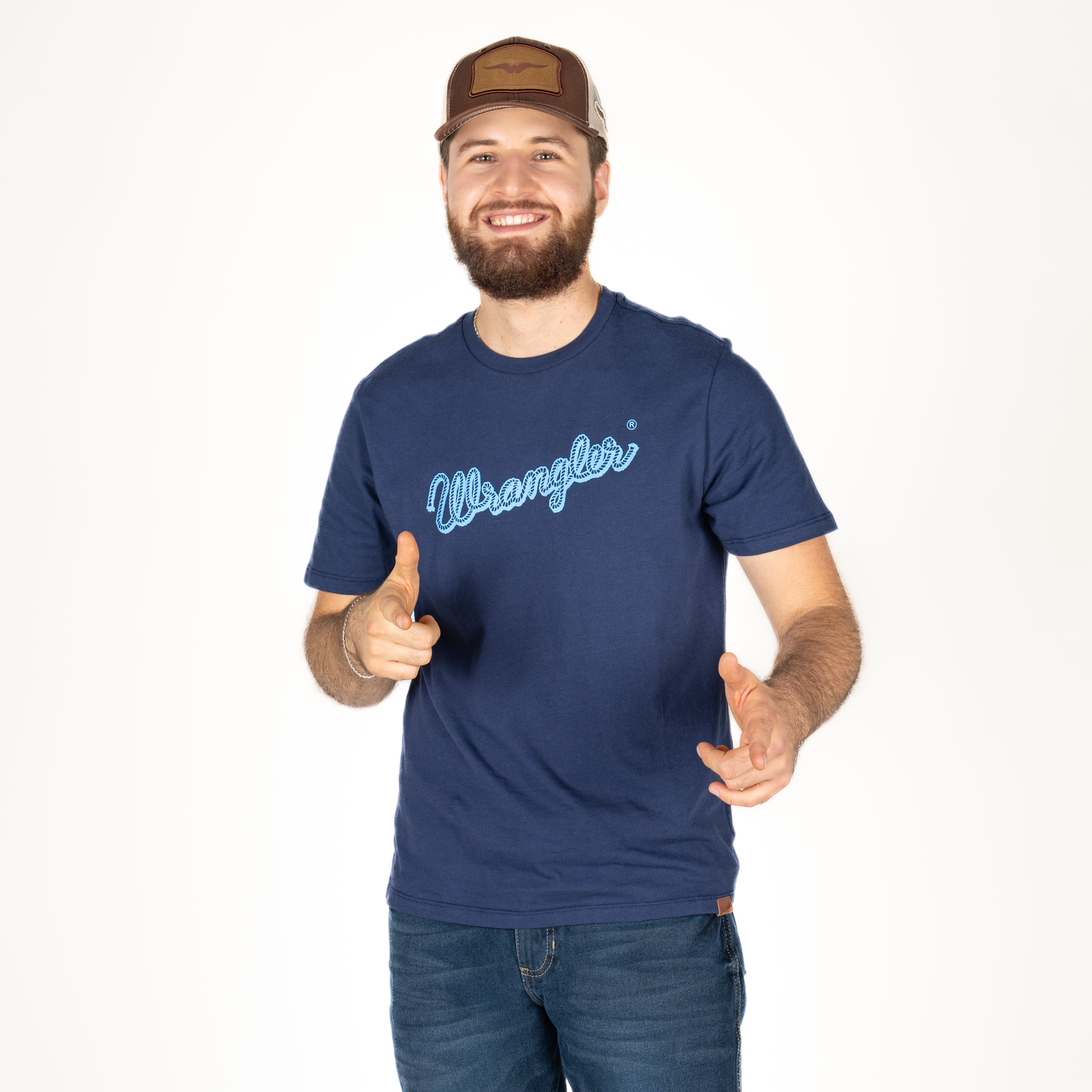 Playera Wrangler Logo Azul Caballero