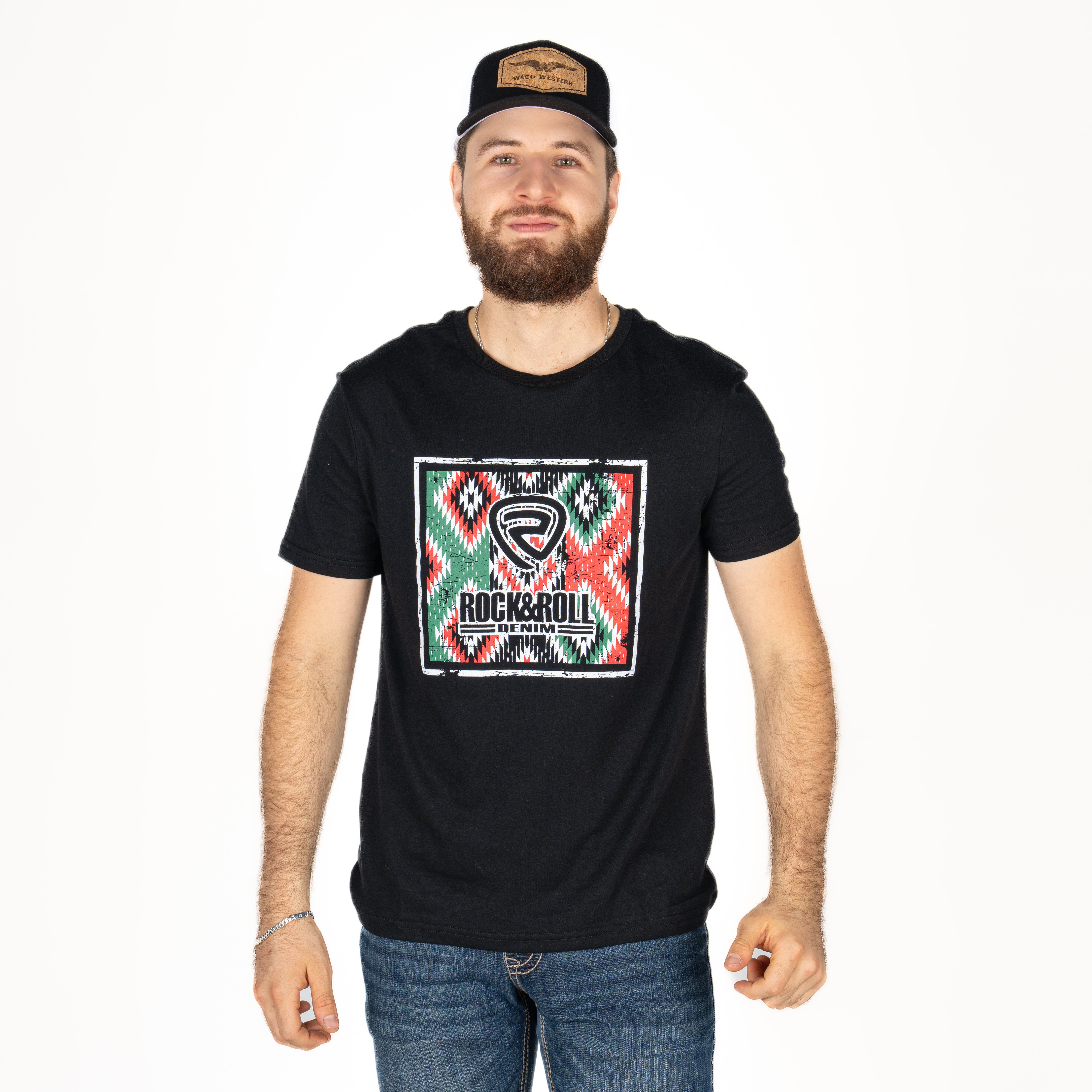 Playera Rock & Roll Denim Graphic Tees Black Caballero