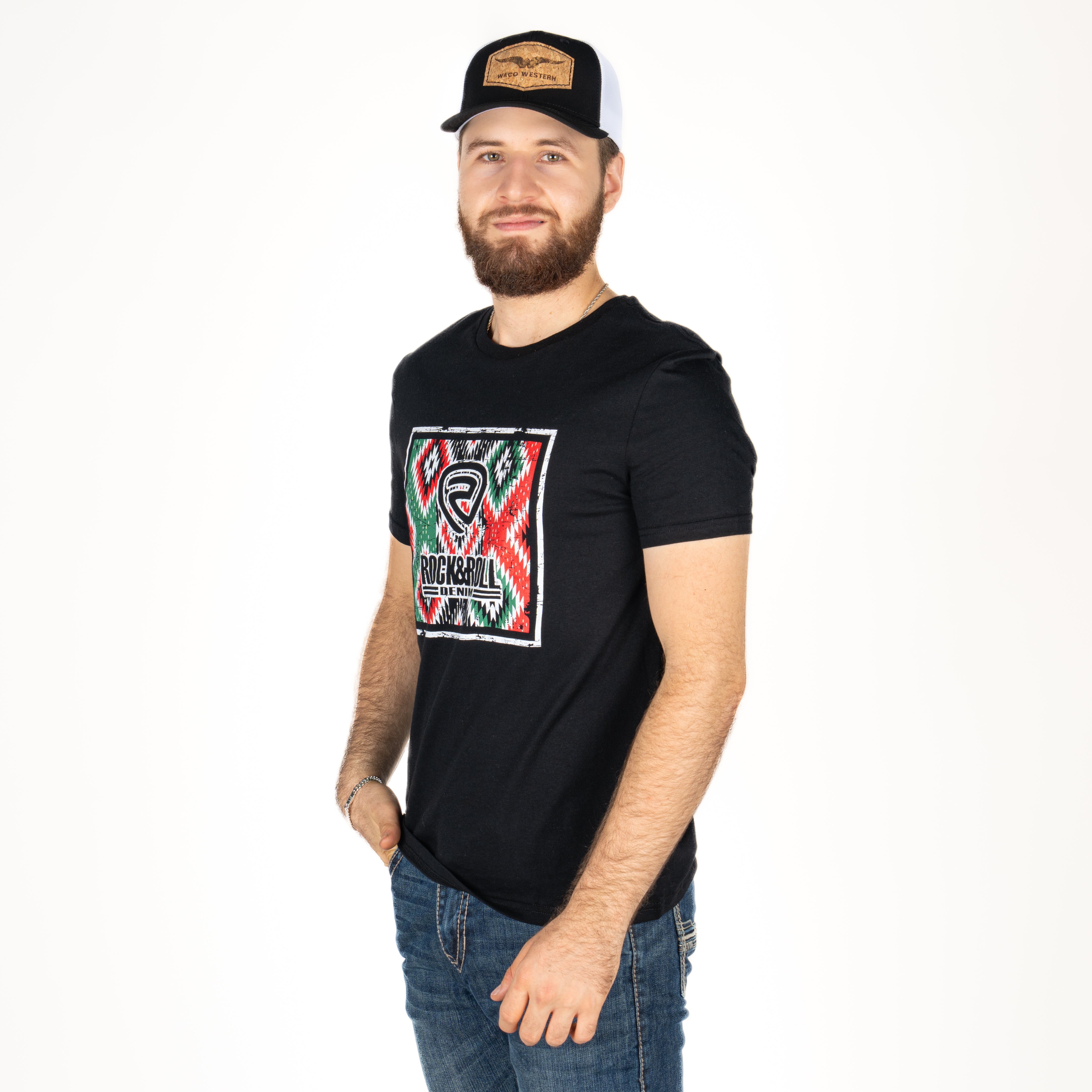 Playera Rock & Roll Denim Graphic Tees Black Caballero