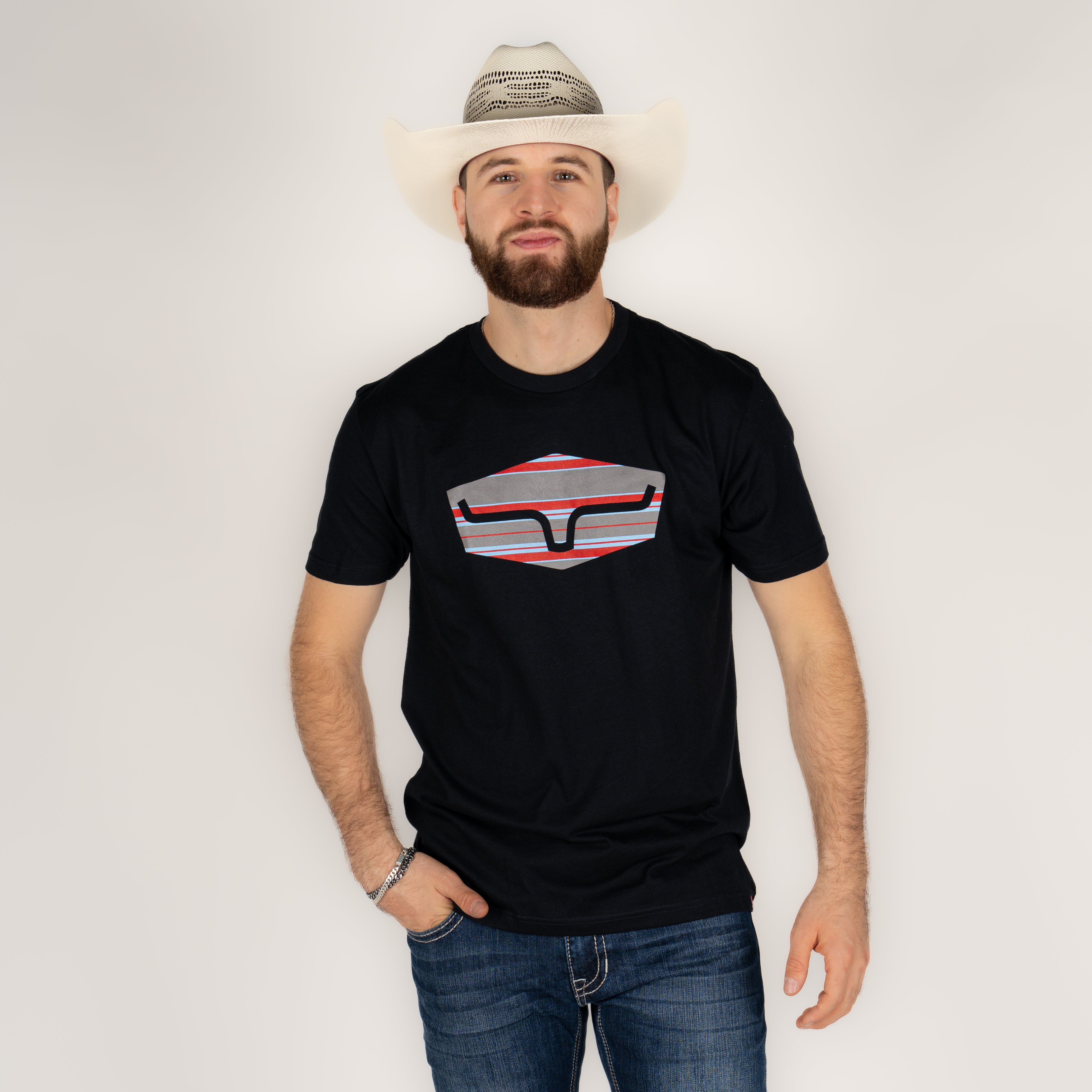 Playera Kimes Ranch Box Seats Stripe Black Caballero