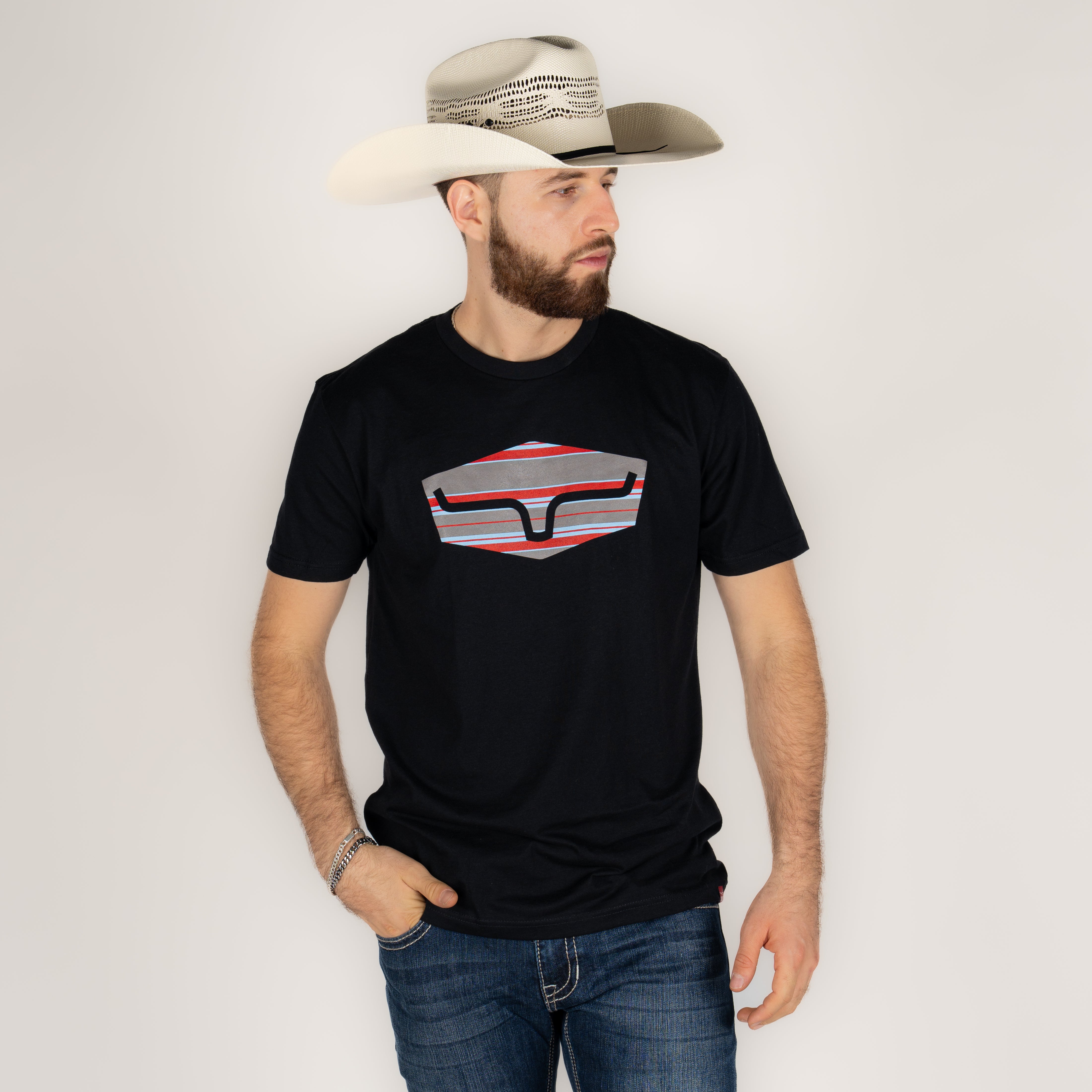 Playera Kimes Ranch Box Seats Stripe Black Caballero