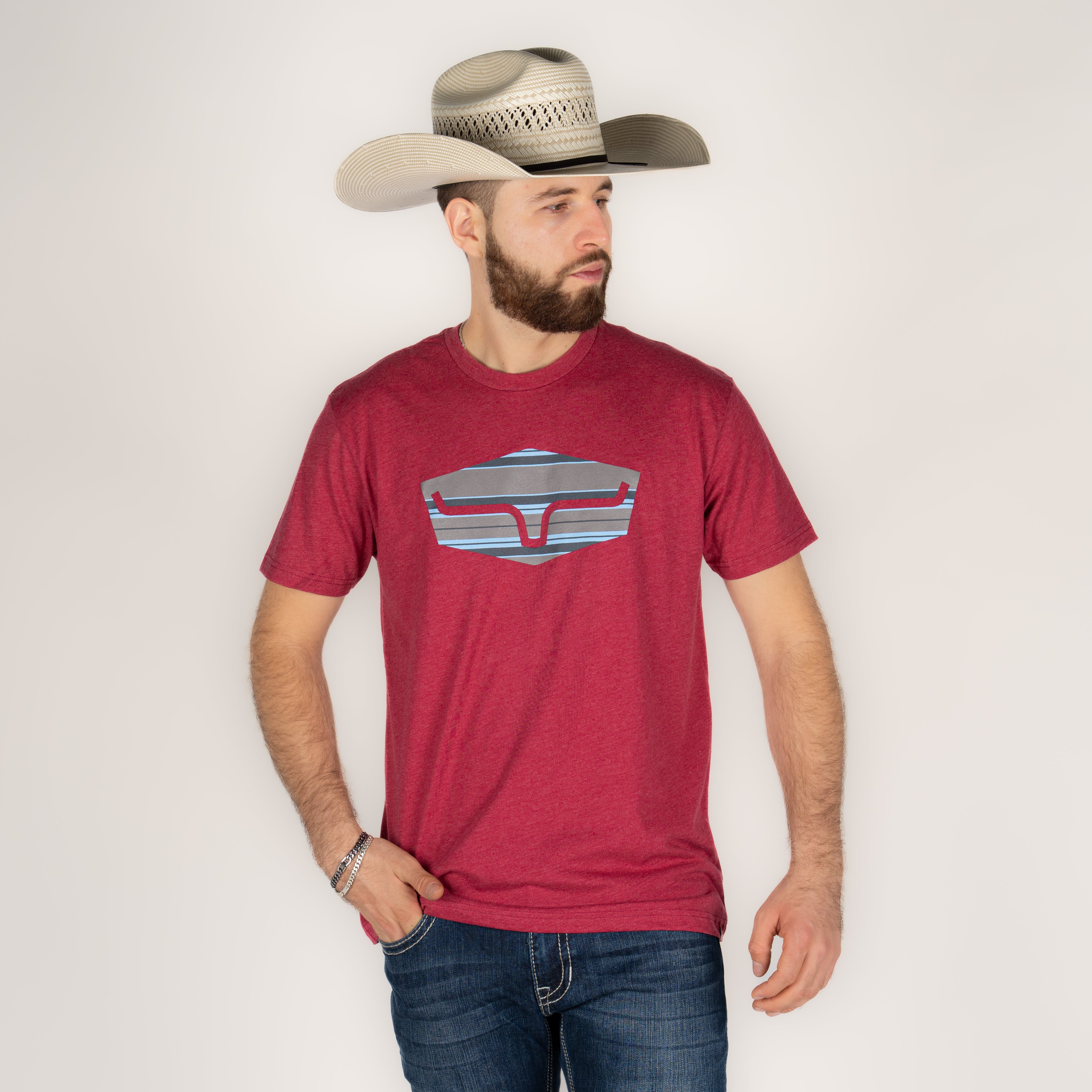 Playera Kimes Ranch Box Seats Striper Cardinal Caballero