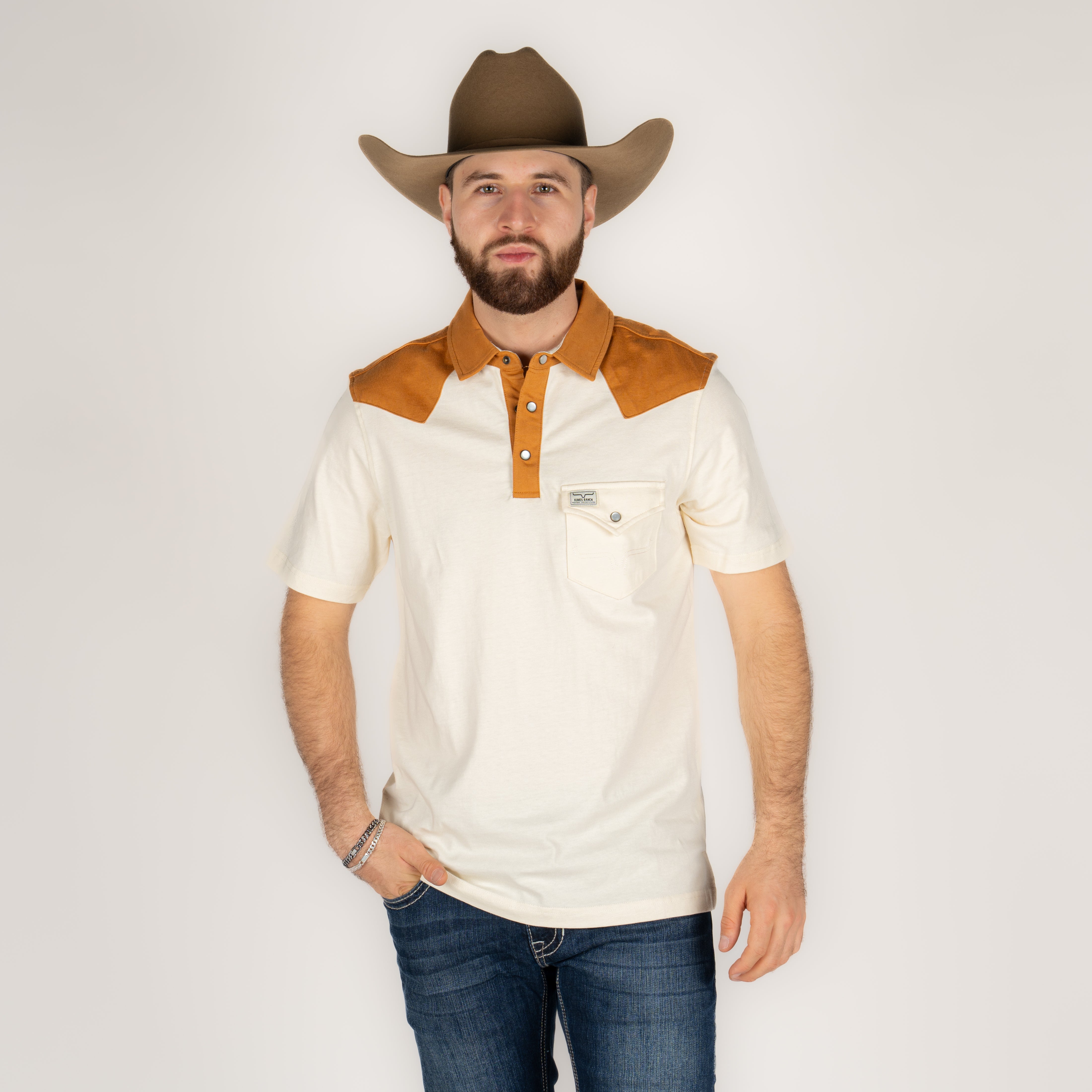 Playera Polo  Kimes Ranch Gallup Natural Caballero