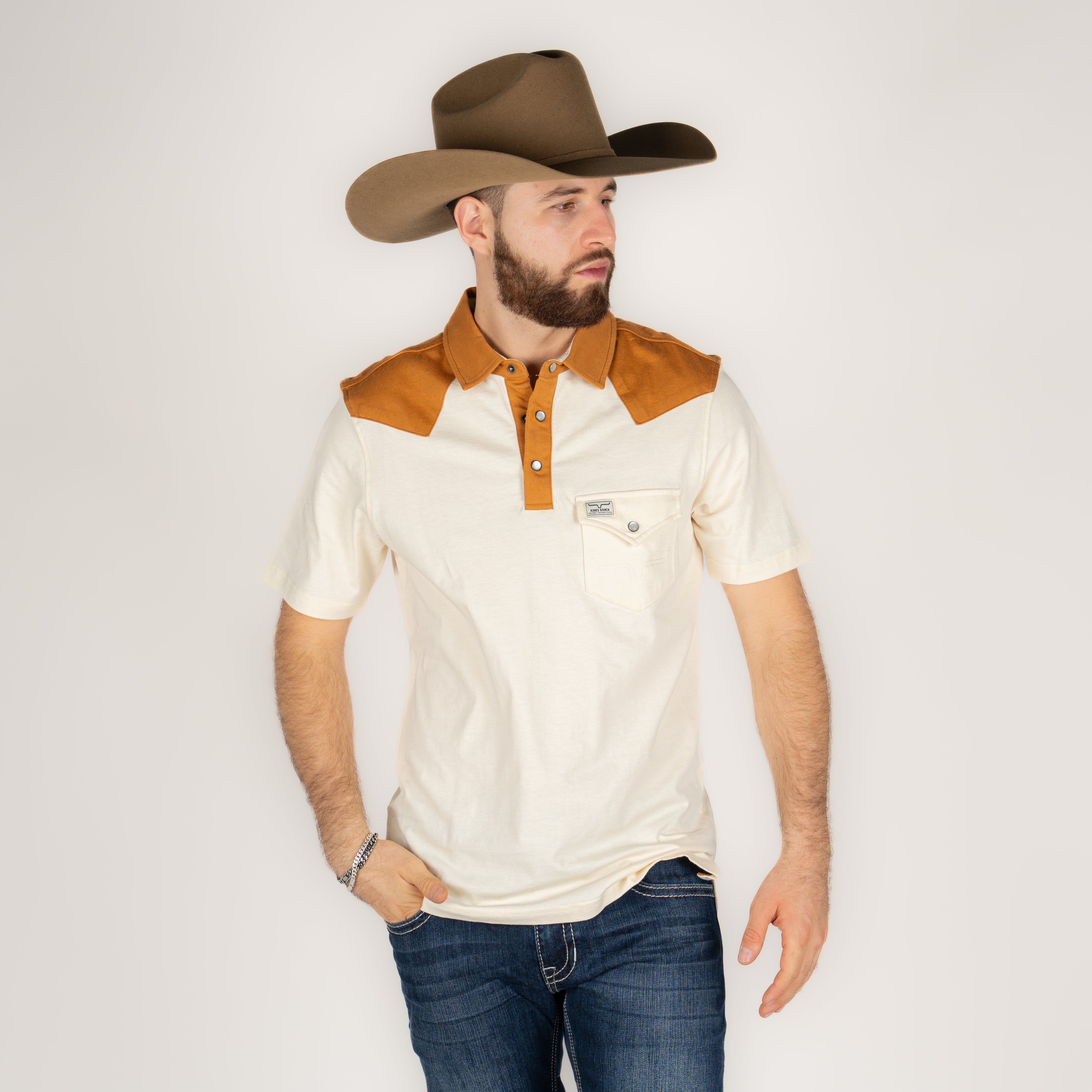 Playera Polo  Kimes Ranch Gallup Natural Caballero