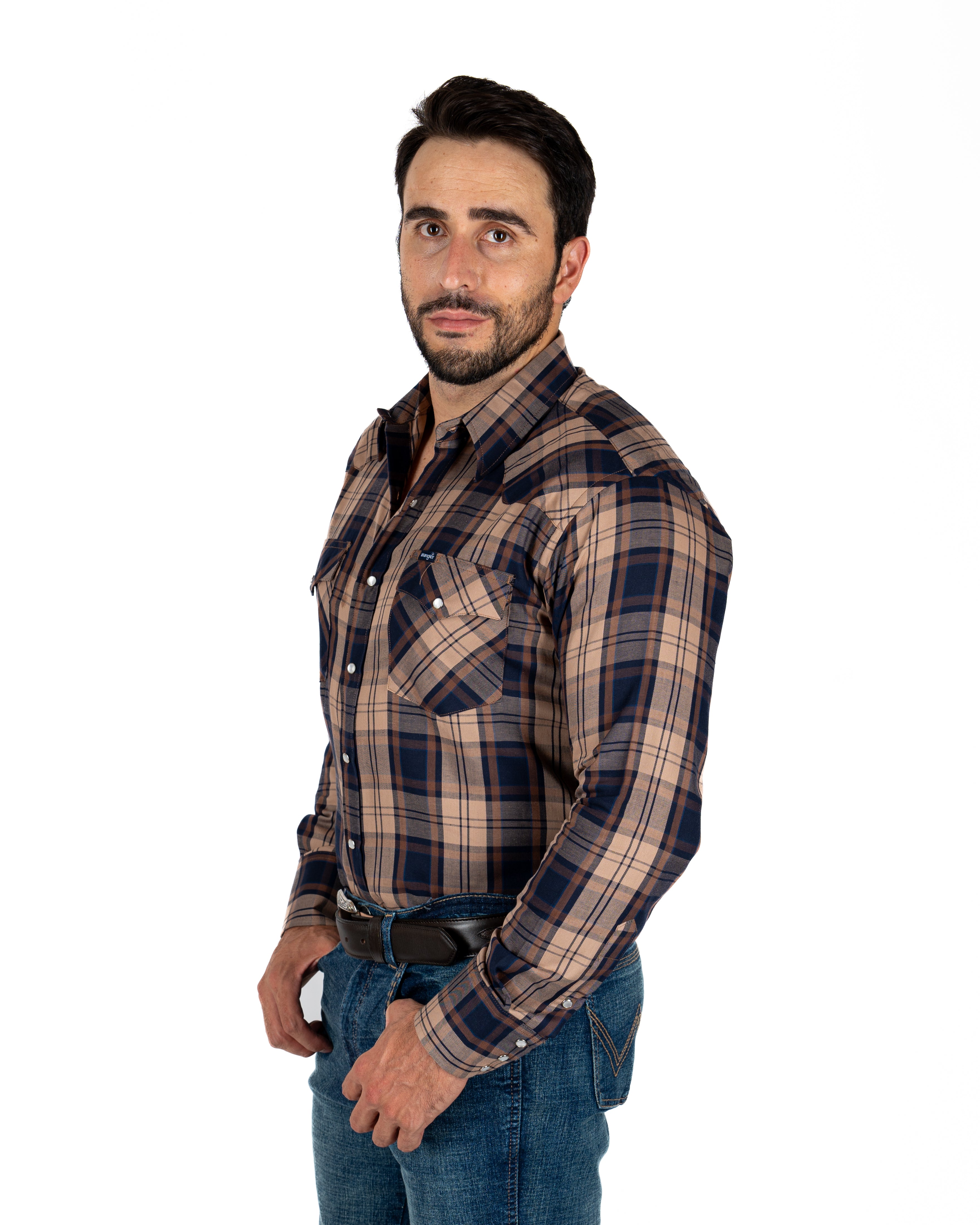 Camisa Wrangler Cuadros Caf Caballero