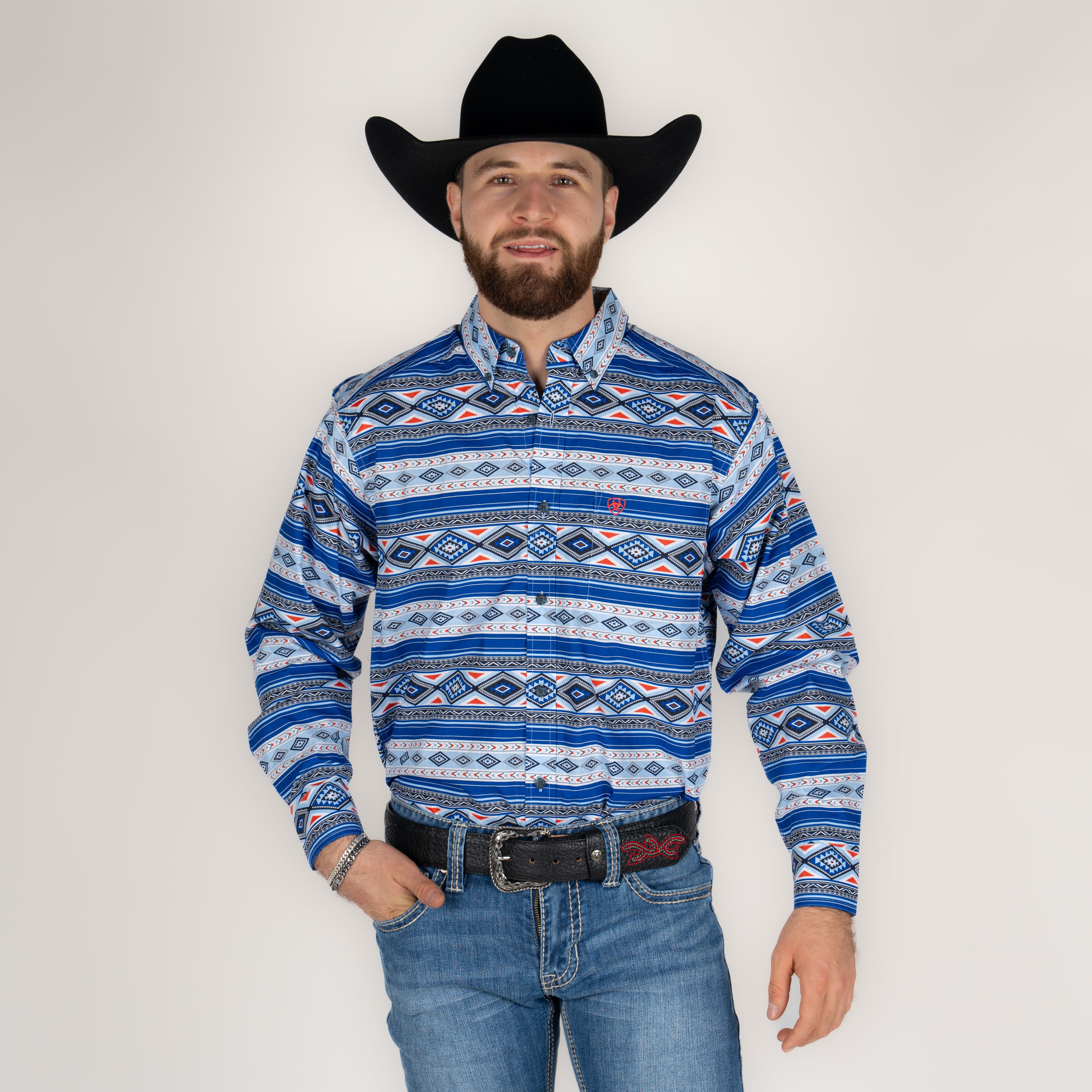 Camisa Ariat Ryder LS Shrt Royal Blue Caballero