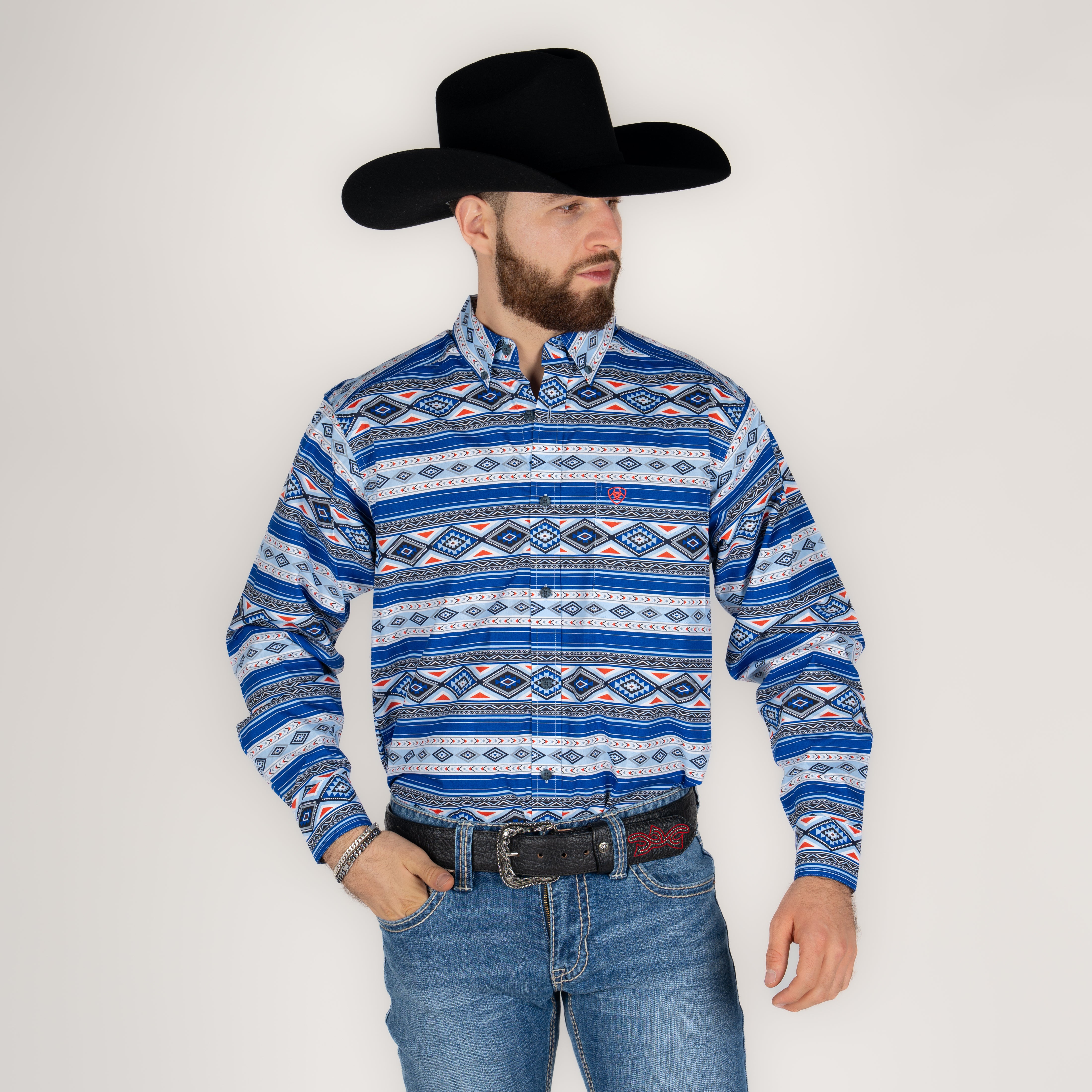 Camisa Ariat Ryder LS Shrt Royal Blue Caballero