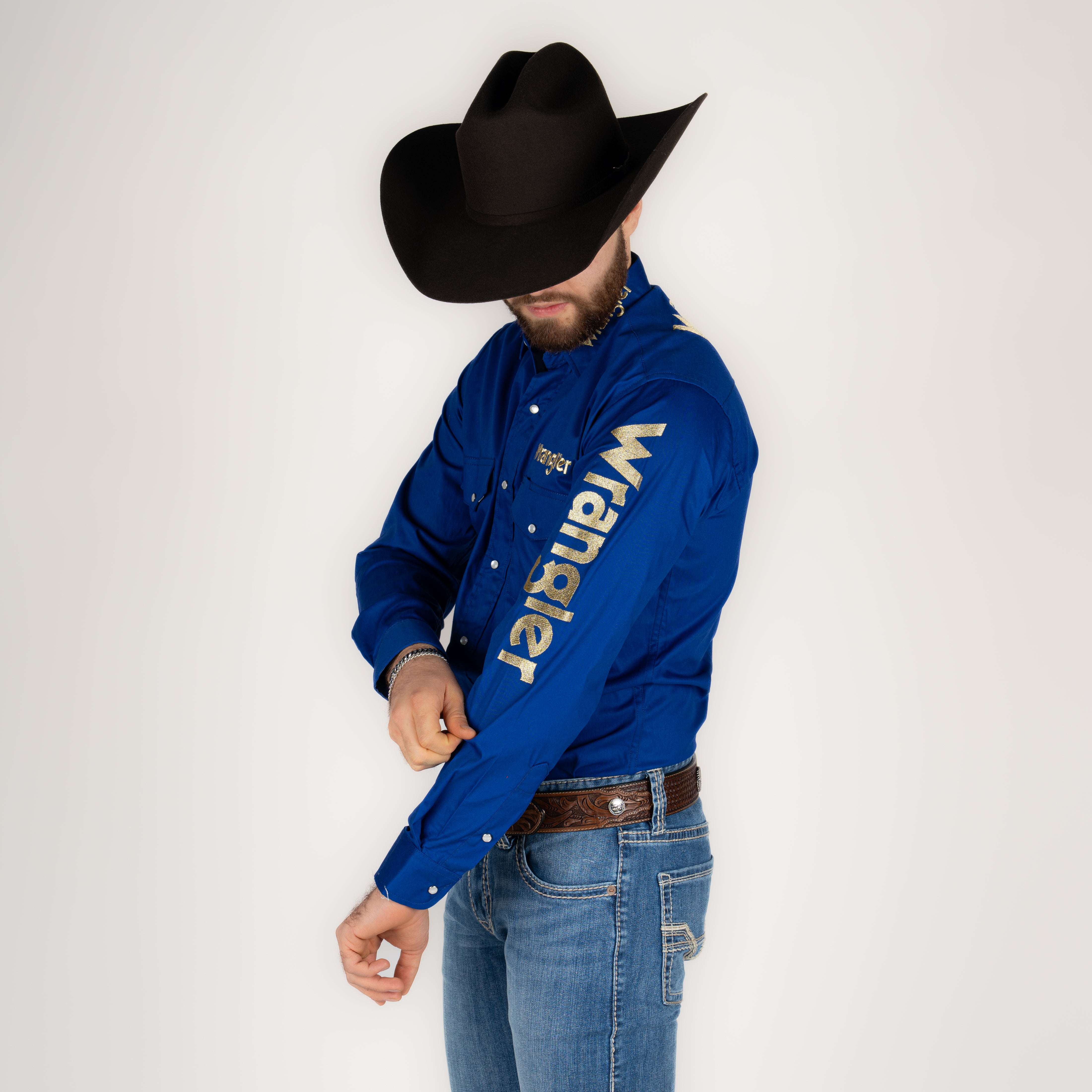 Camisa Wrangler Logo Azul Caballero