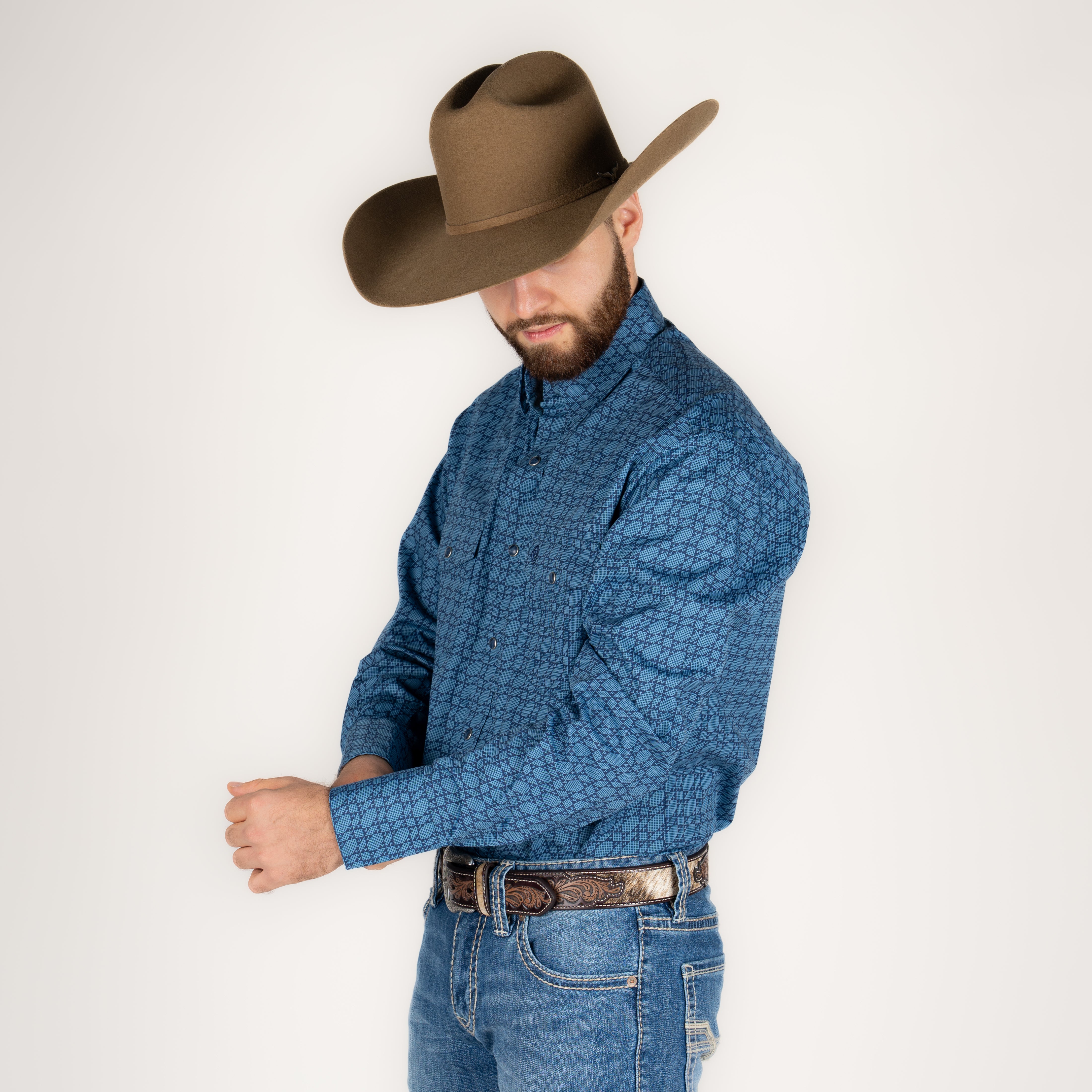 Camisa Wrangler Estampado Azul Caballero