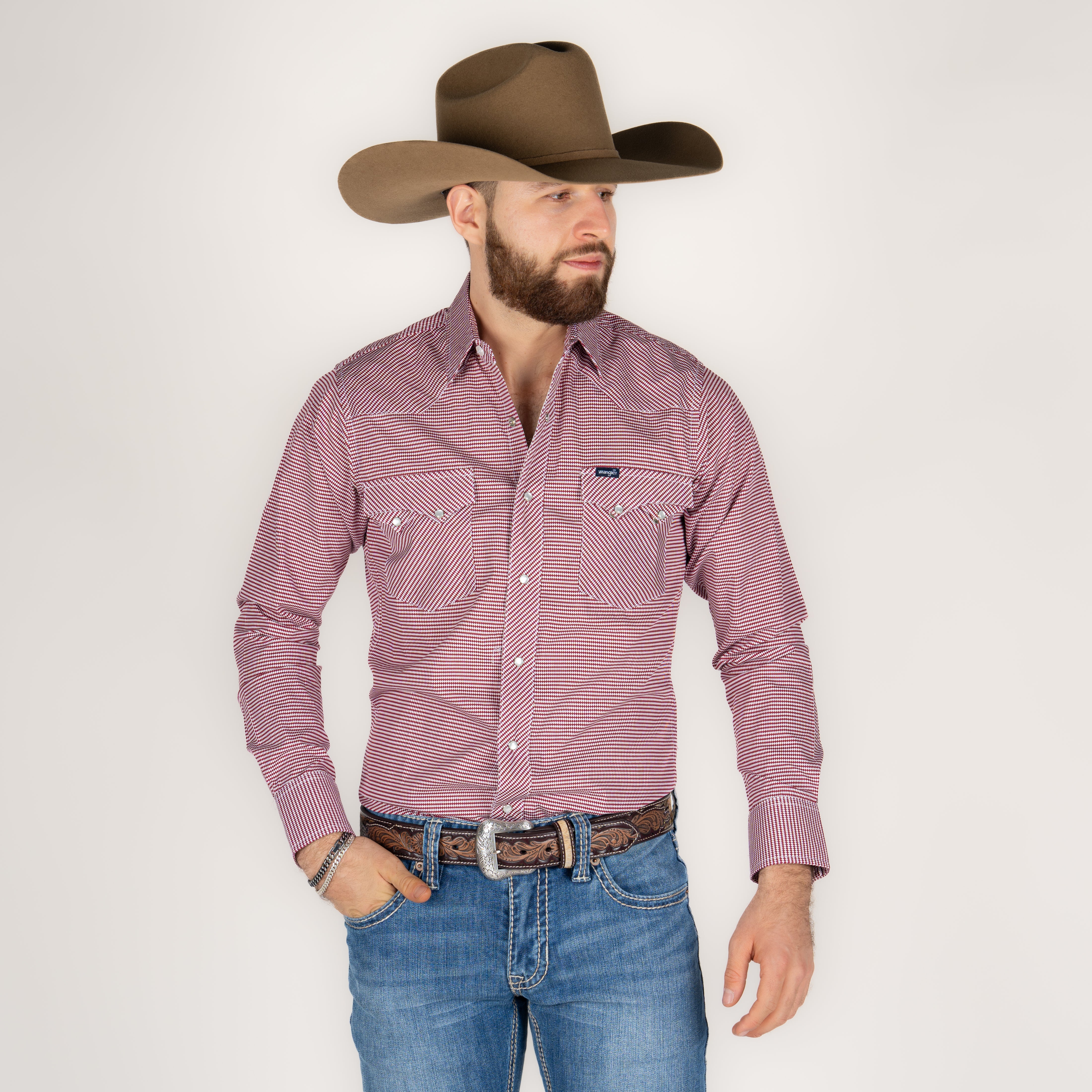 Camisa Wrangler Estampado Rojo Caballero