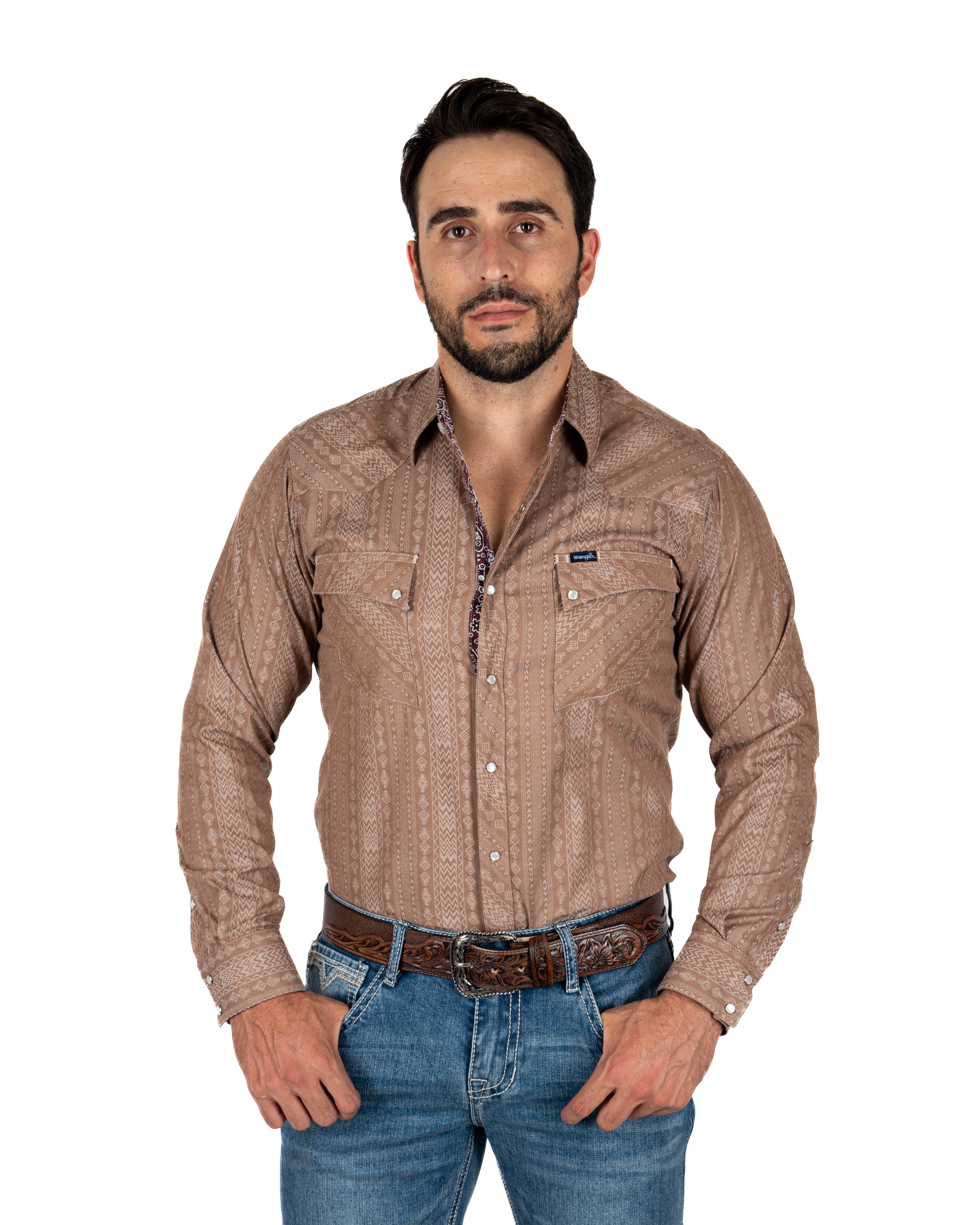 Camisa Wrangler Estampado Café Caballero