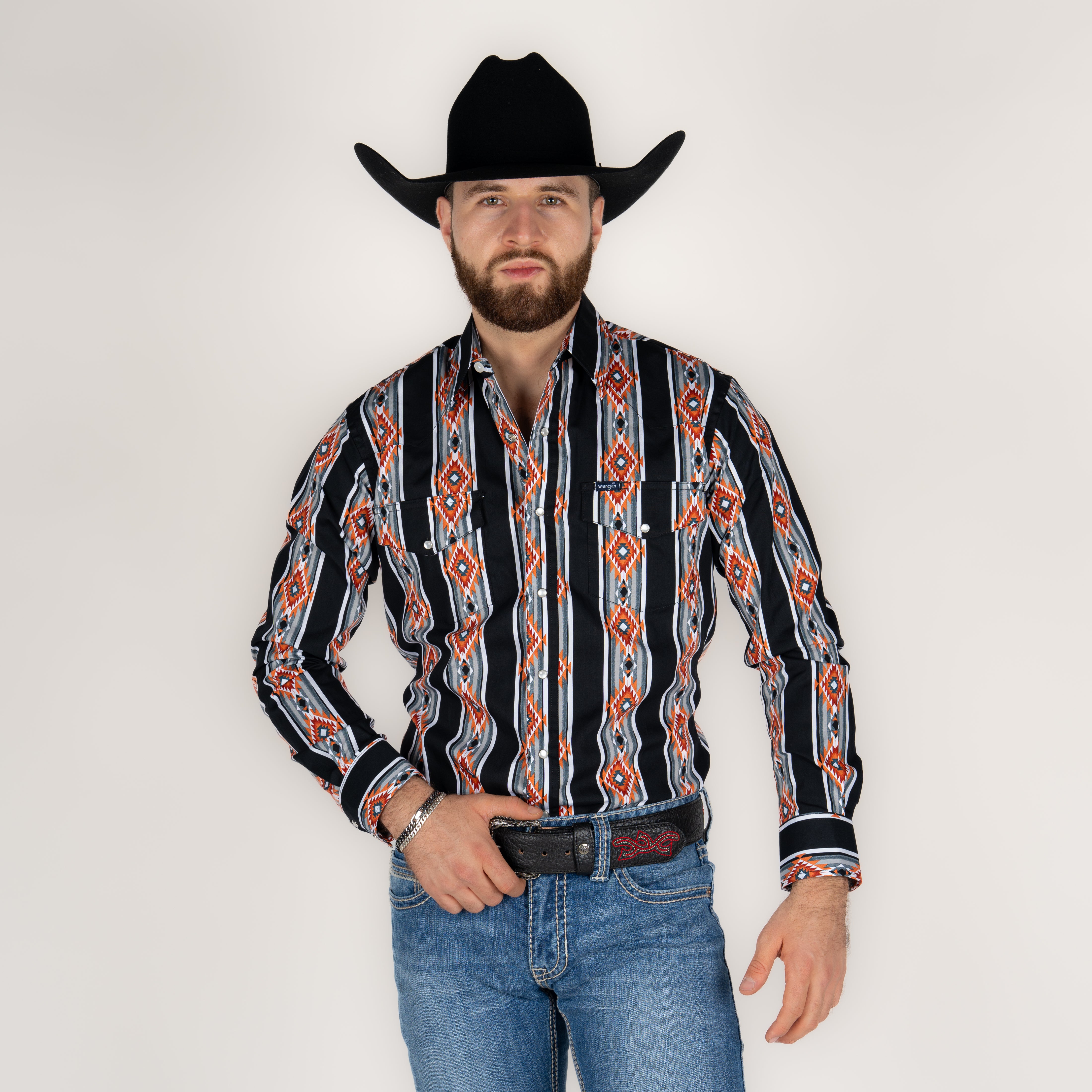 Camisa Wrangler Checotah Negro Caballero