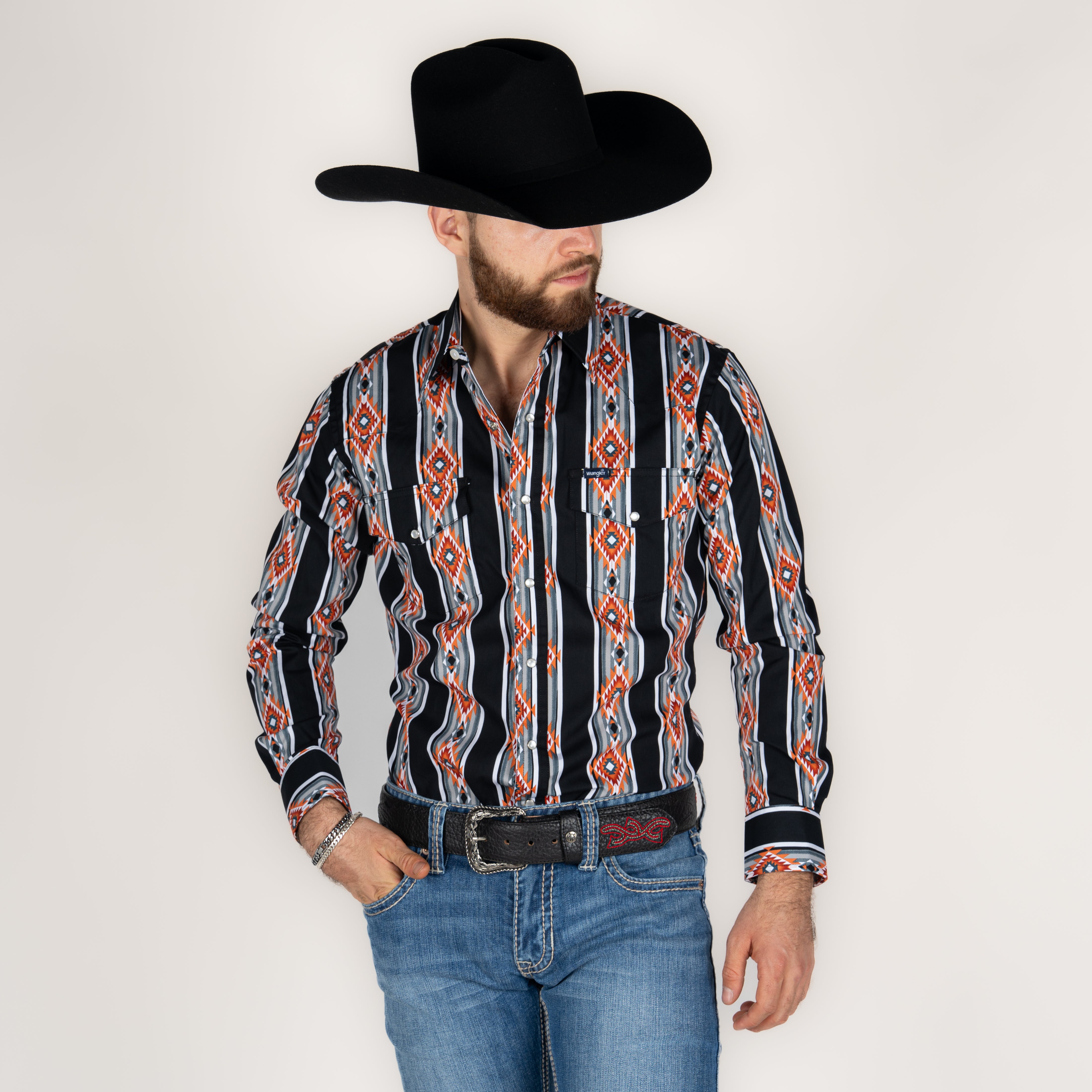 Camisa Wrangler Checotah Negro Caballero