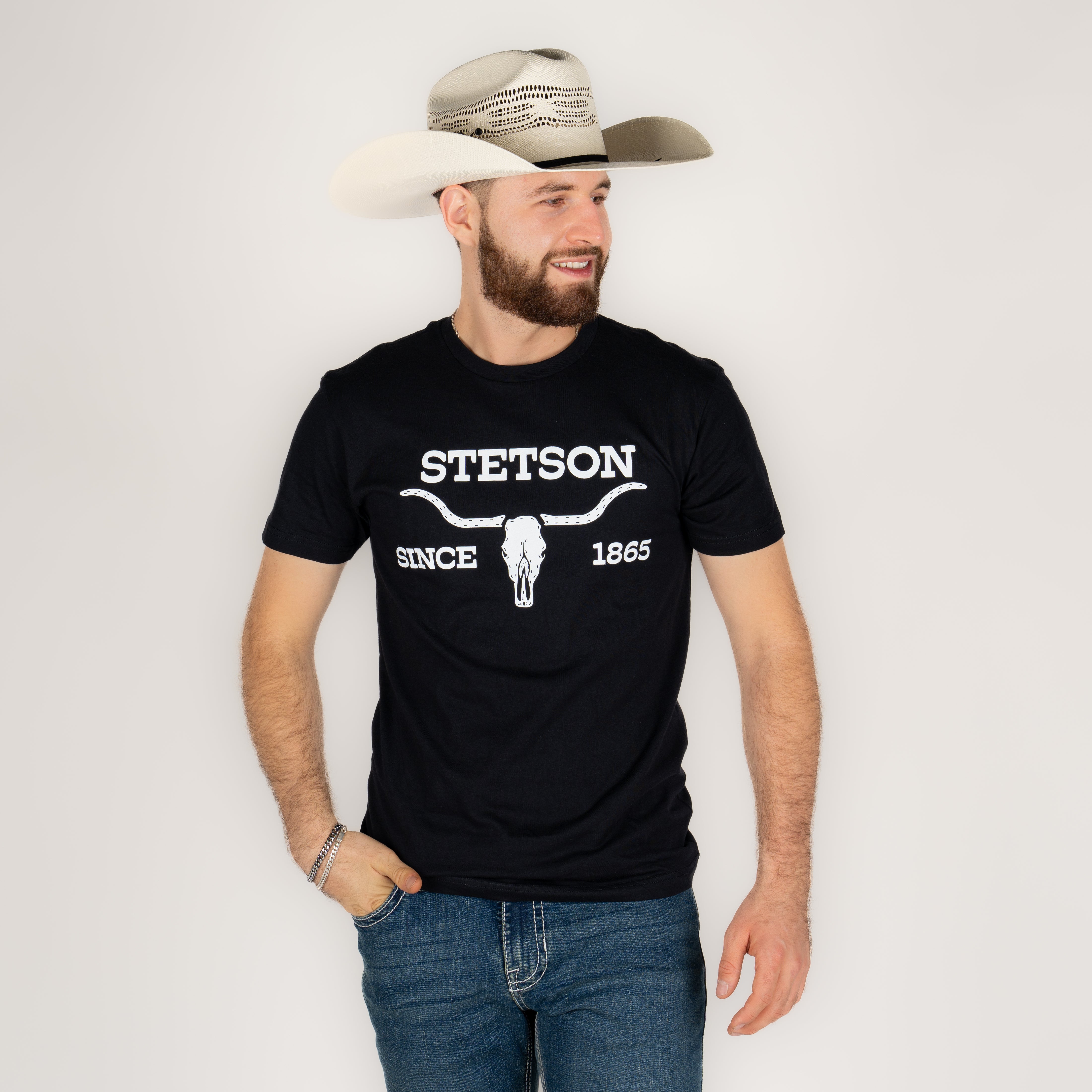 Playera Stetson Cráneo Black Caballero