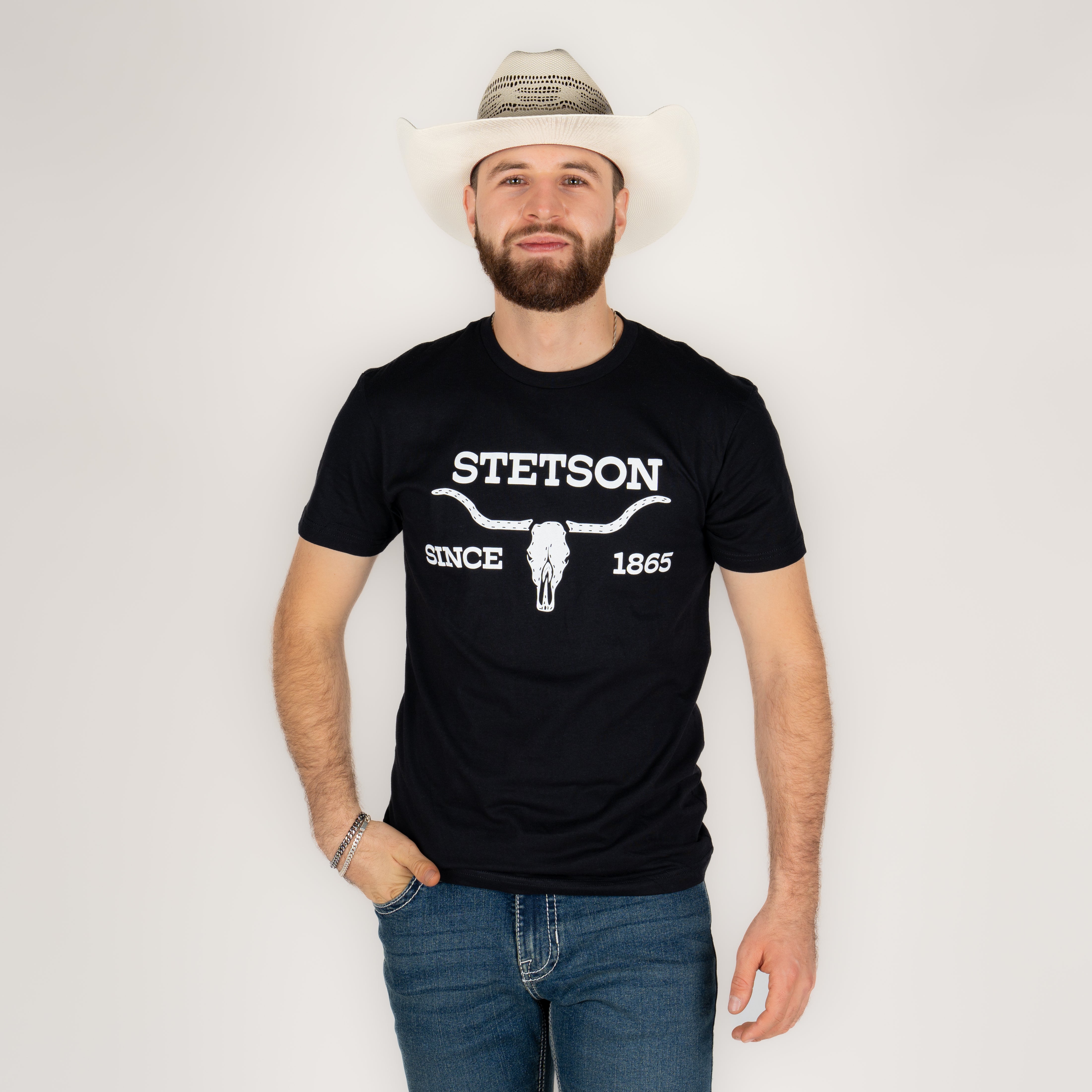 Playera Stetson Cráneo Black Caballero