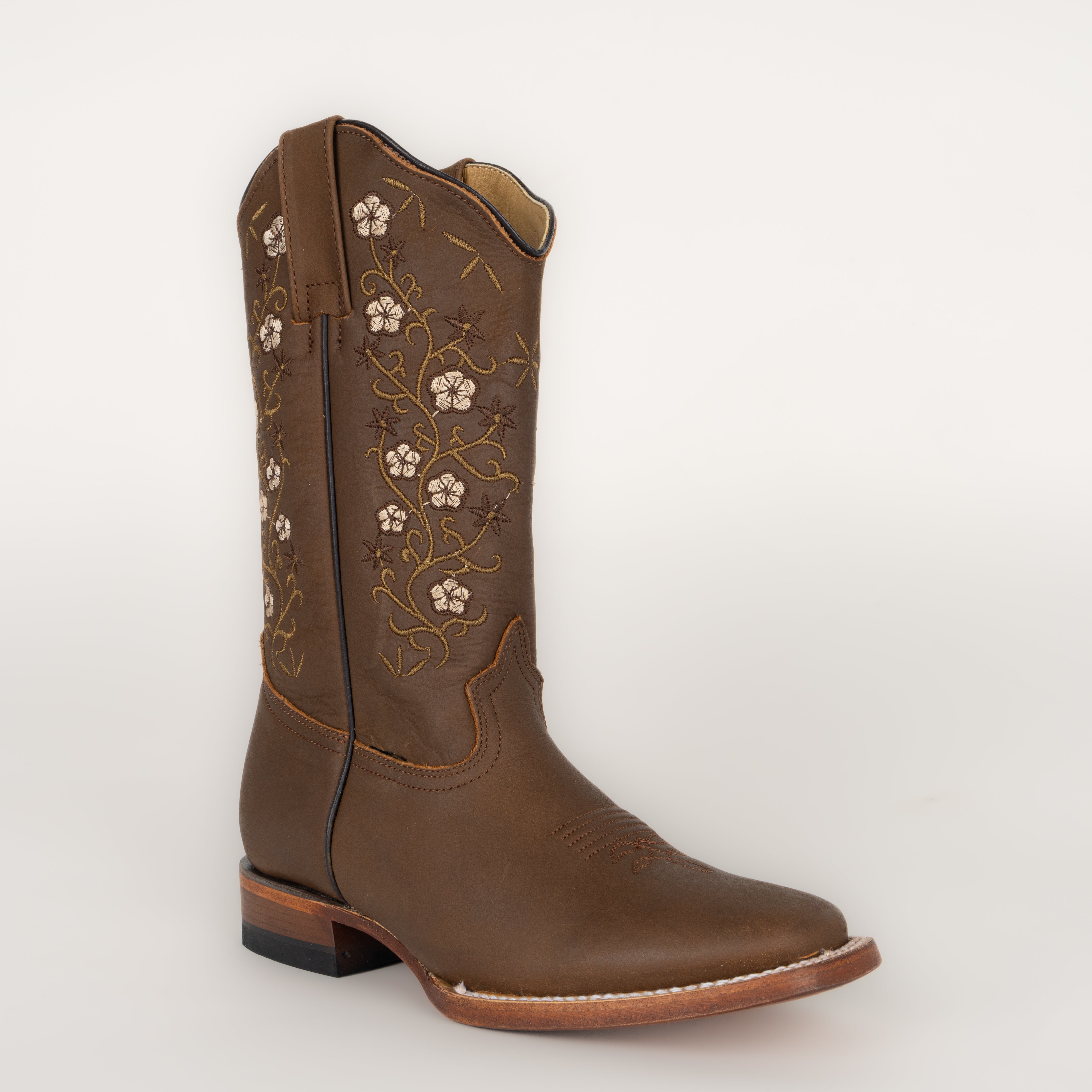 Bota Coyote Ranch Meoqui Flores Crazy Brown Dama