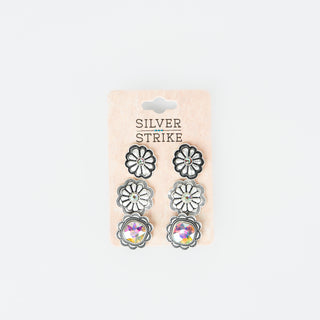 Aretes Silver Strike Flores