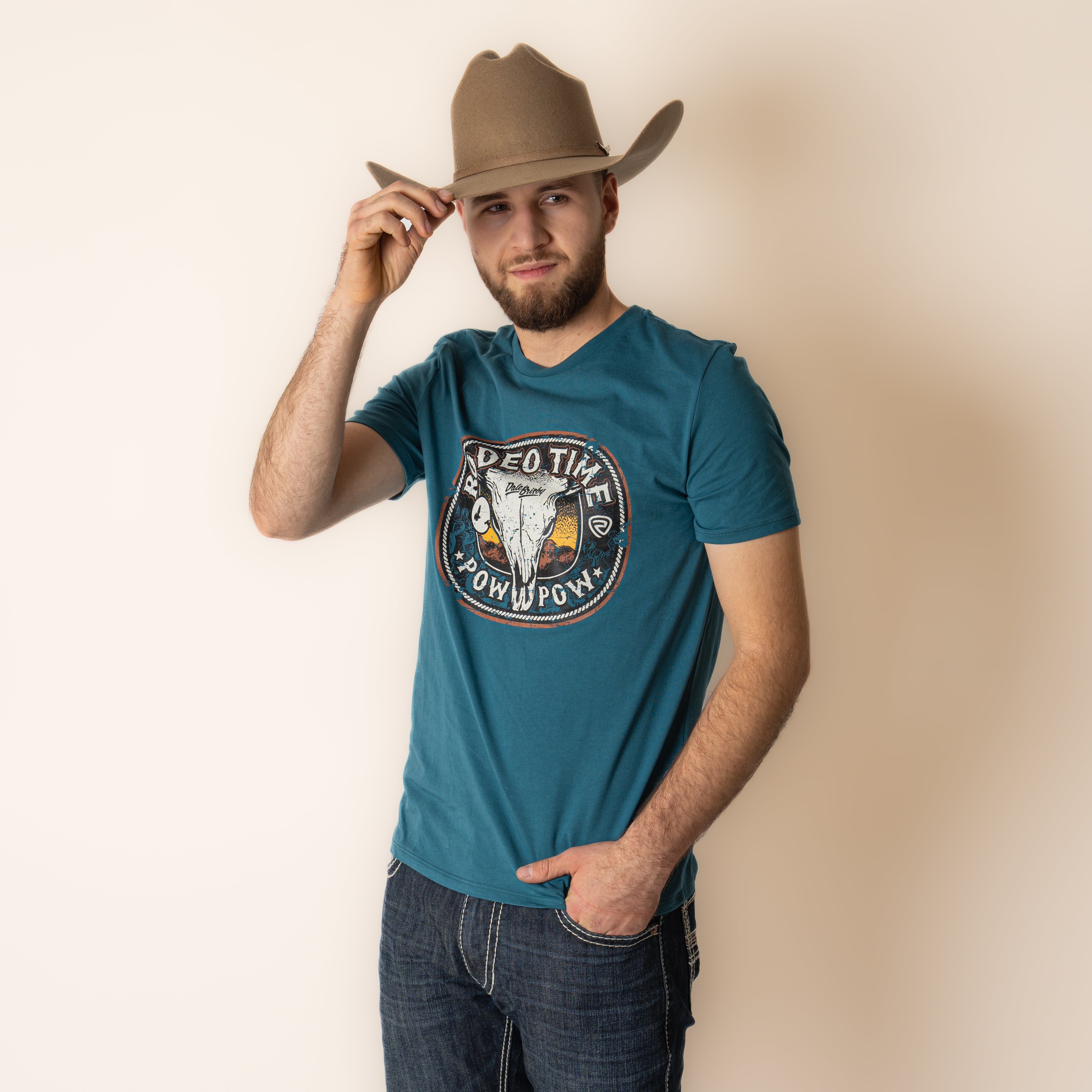 Playera Rock & Roll Denim Dale Brisby Caballero Teal Caballero