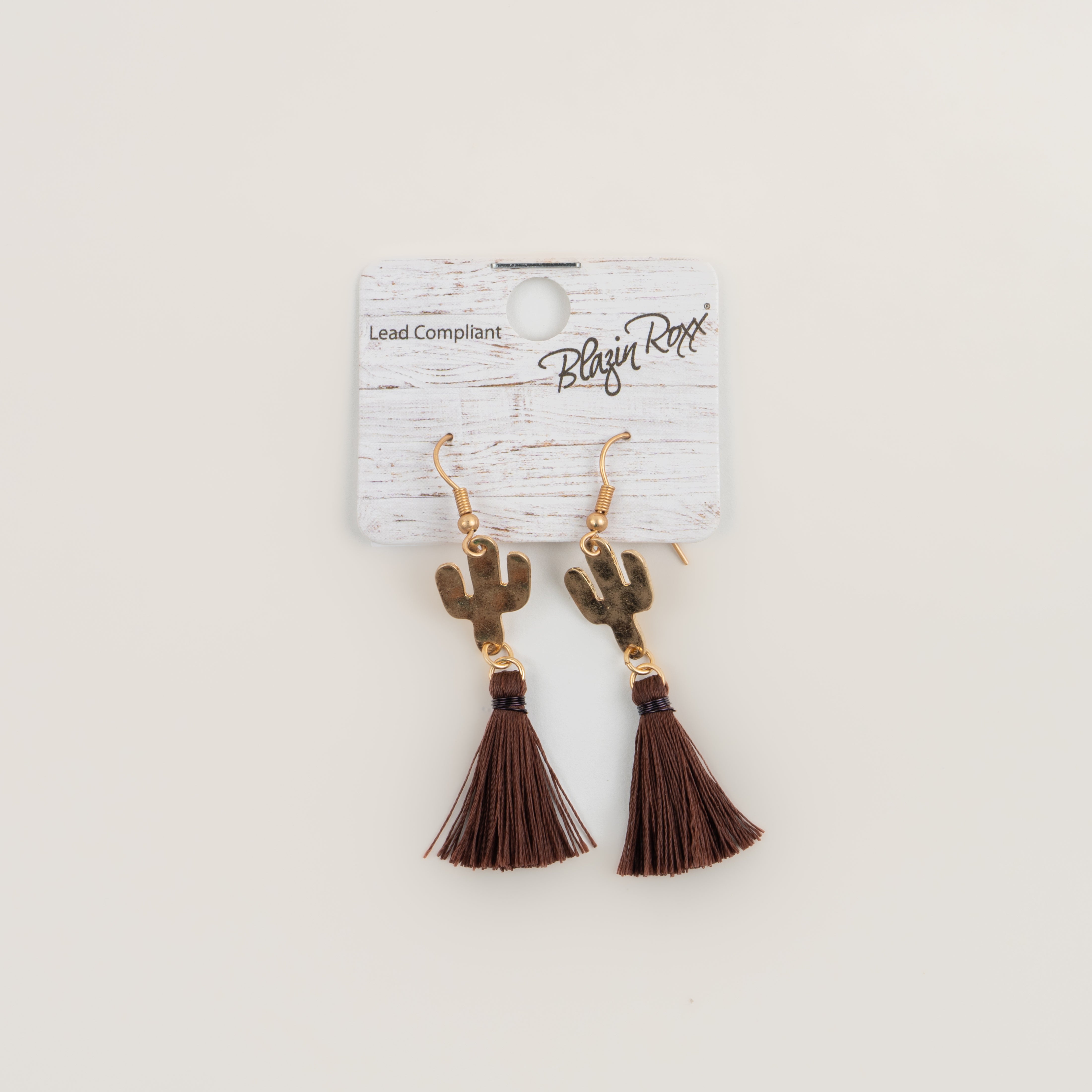 Aretes Blazin Boxx Cactus Flecos Café