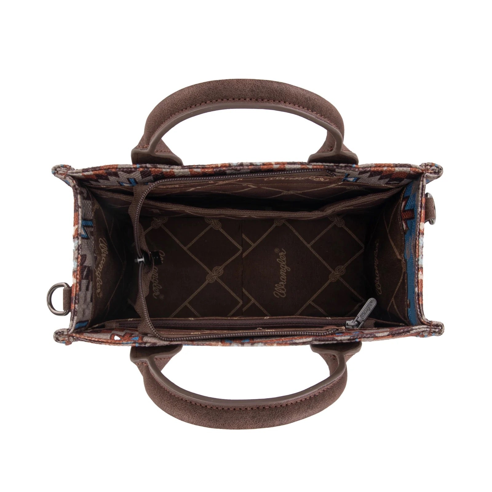 Tote/Crossbody Wrangler Southwestern Pattern Dual Sided Print - Coffee