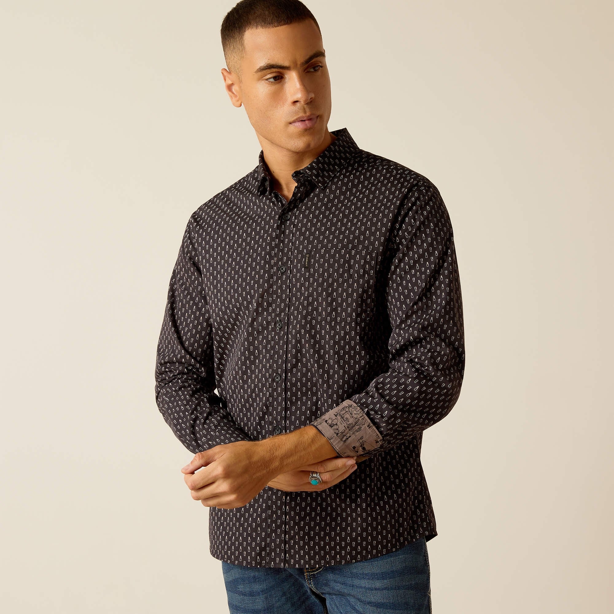 Camisa Ariat Mitchell Stretch Modern Fit Phantom Caballero